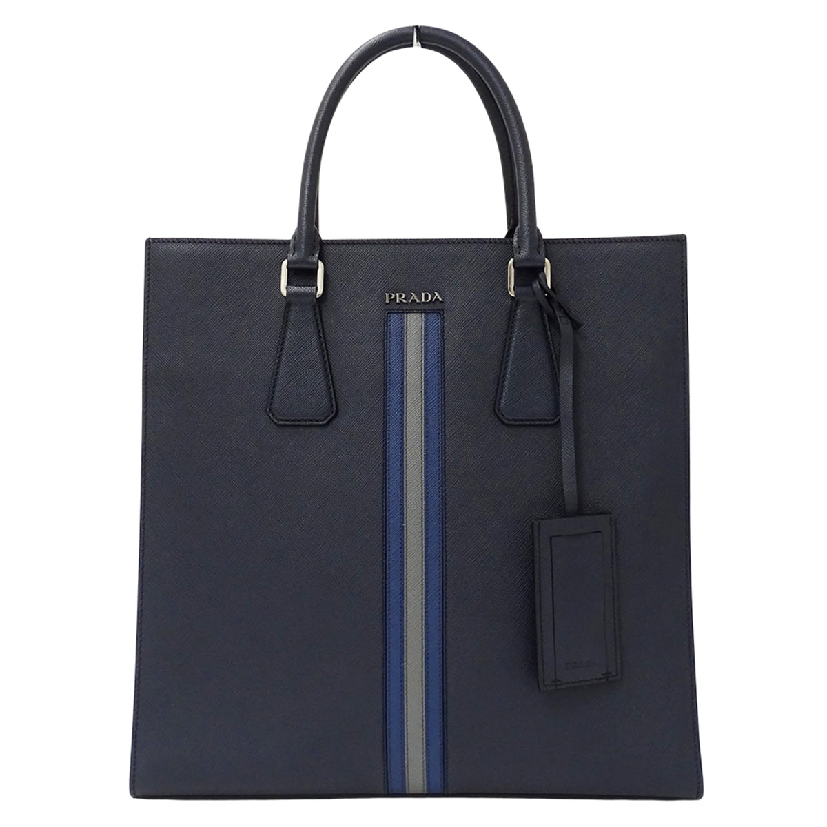 Prada Navy Leather Handbag Tote Bag (Pre-Owned)