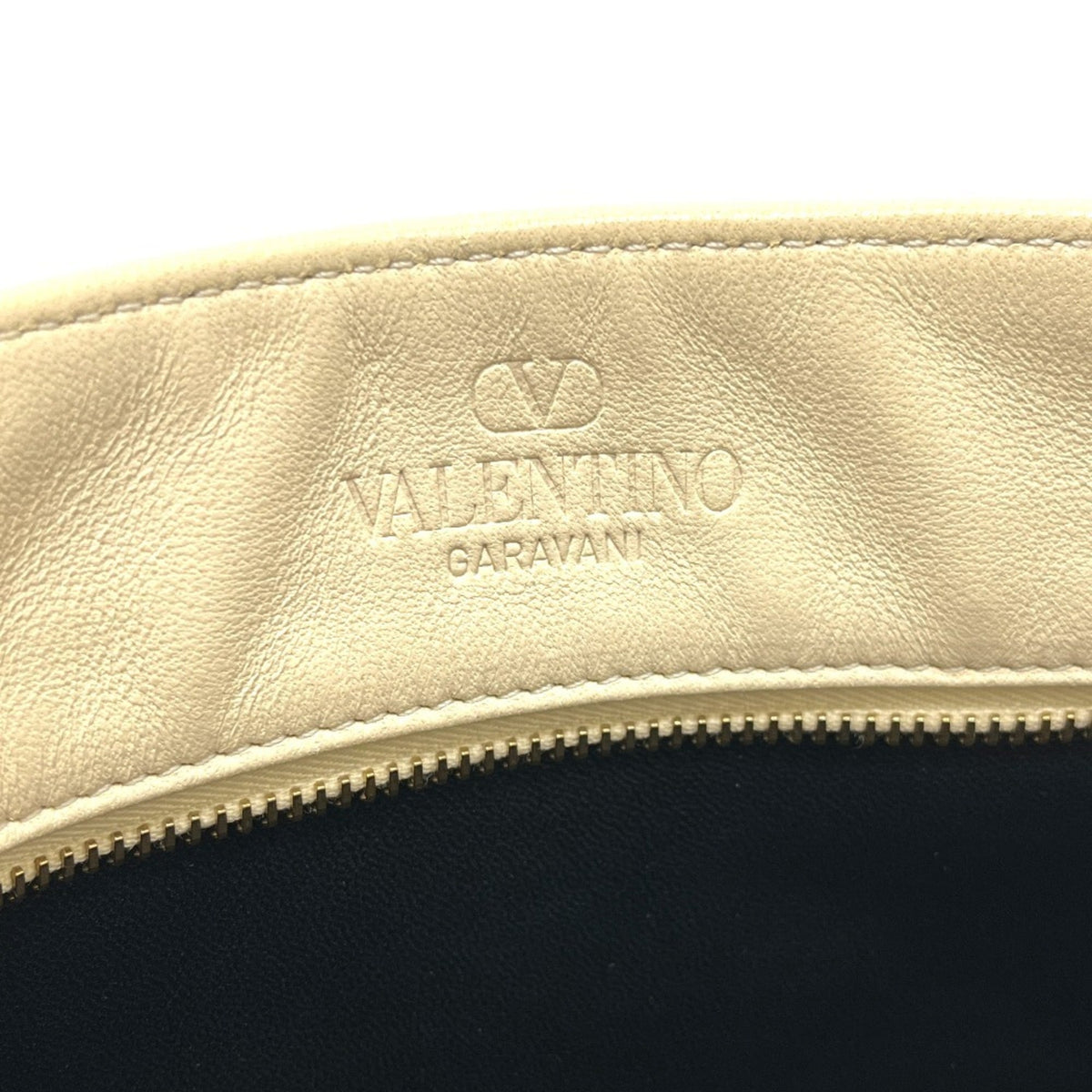 Valentino Beige Black Leather Handbag Shoulder Bag (Pre-Owned)