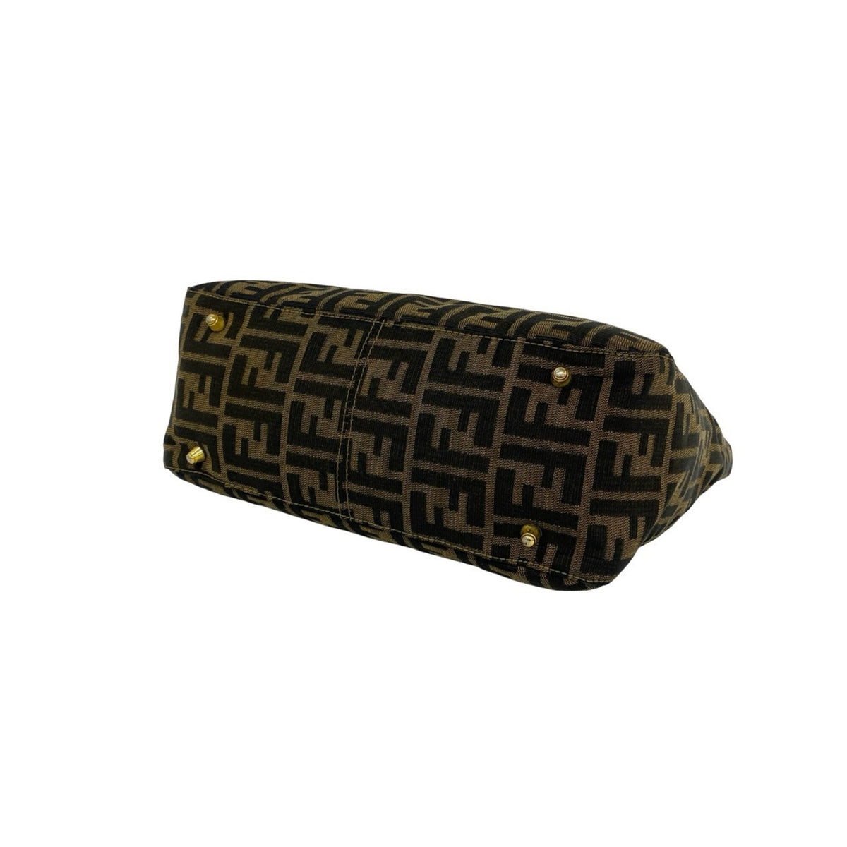 Fendi Black Brown Canvas Leather Handbag Tote Bag (Pre-Owned)