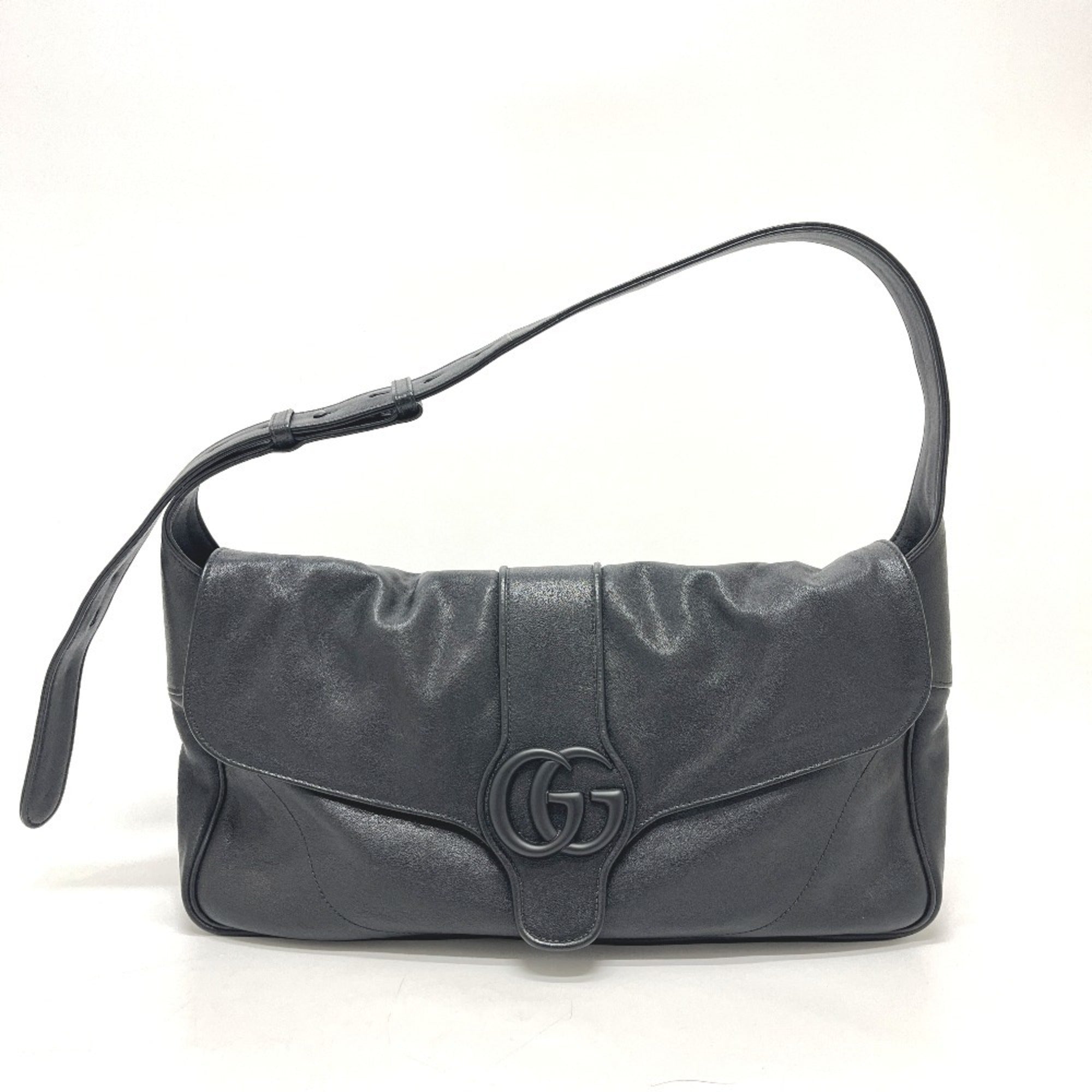 Gucci Gg Marmont Black Leather Handbag Shoulder Bag (Pre-Owned)