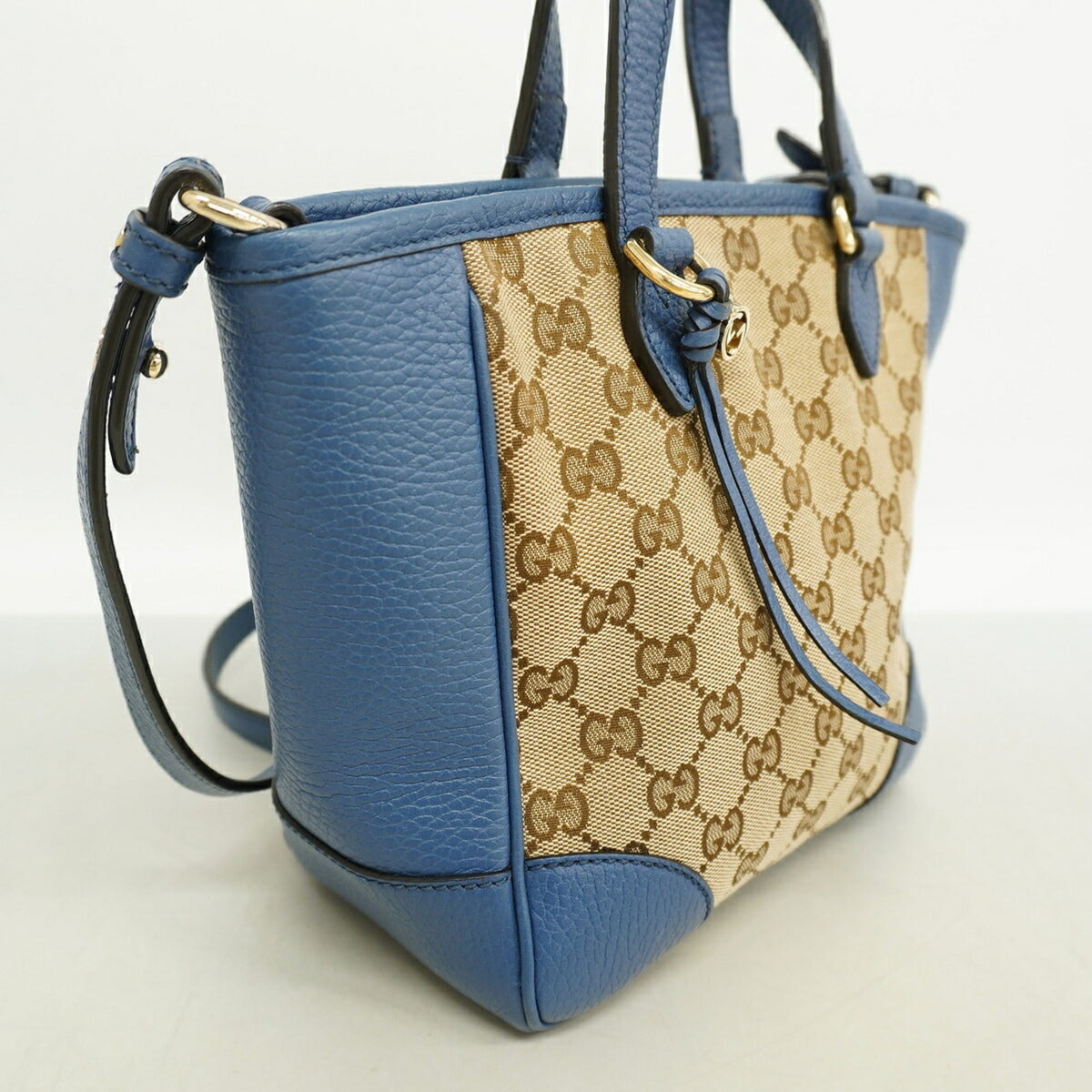 Gucci Beige Blue Canvas Handbag (Pre-Owned)