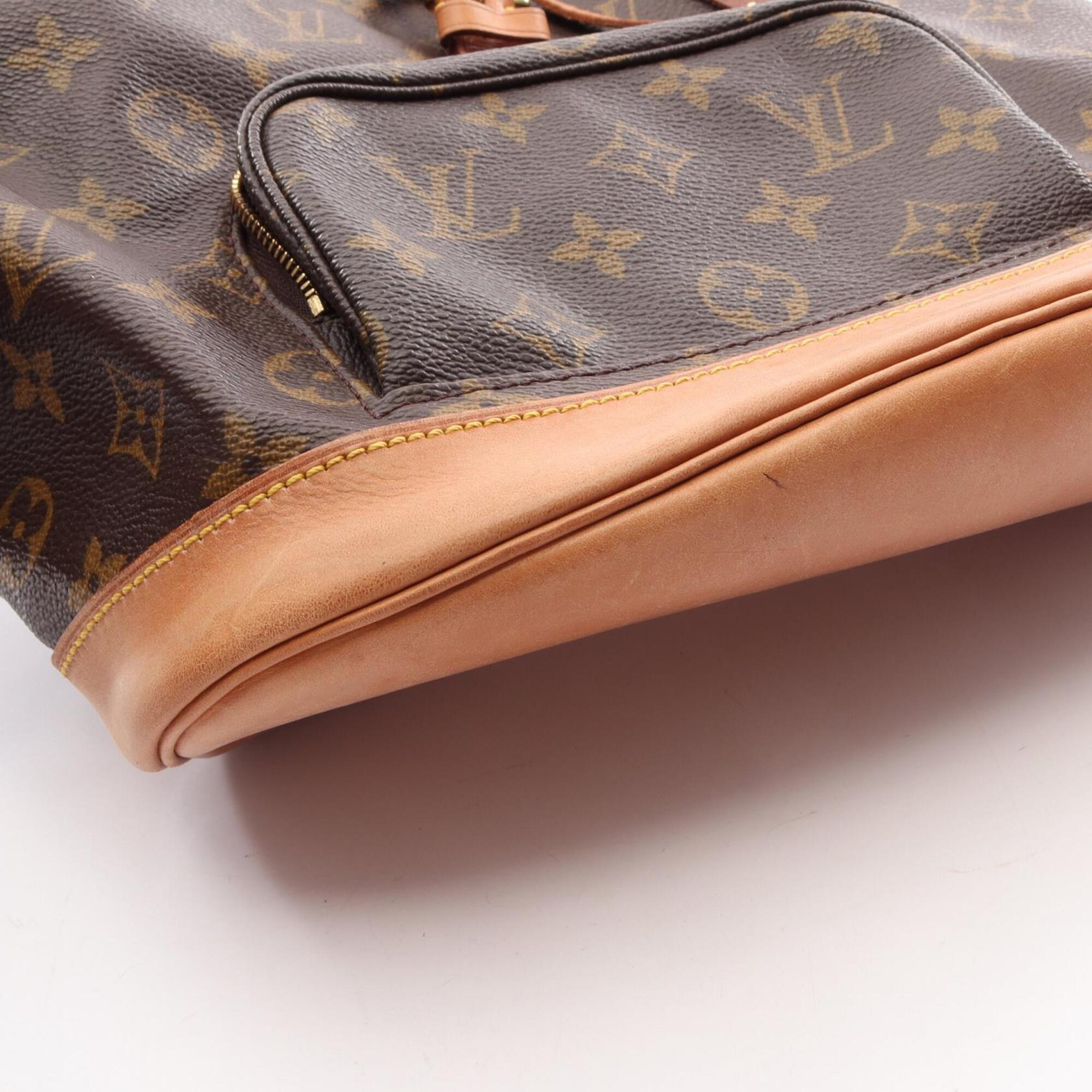 Louis Vuitton Brown Coated Canvas Leather Backpack Handbag (Pre-Owned)