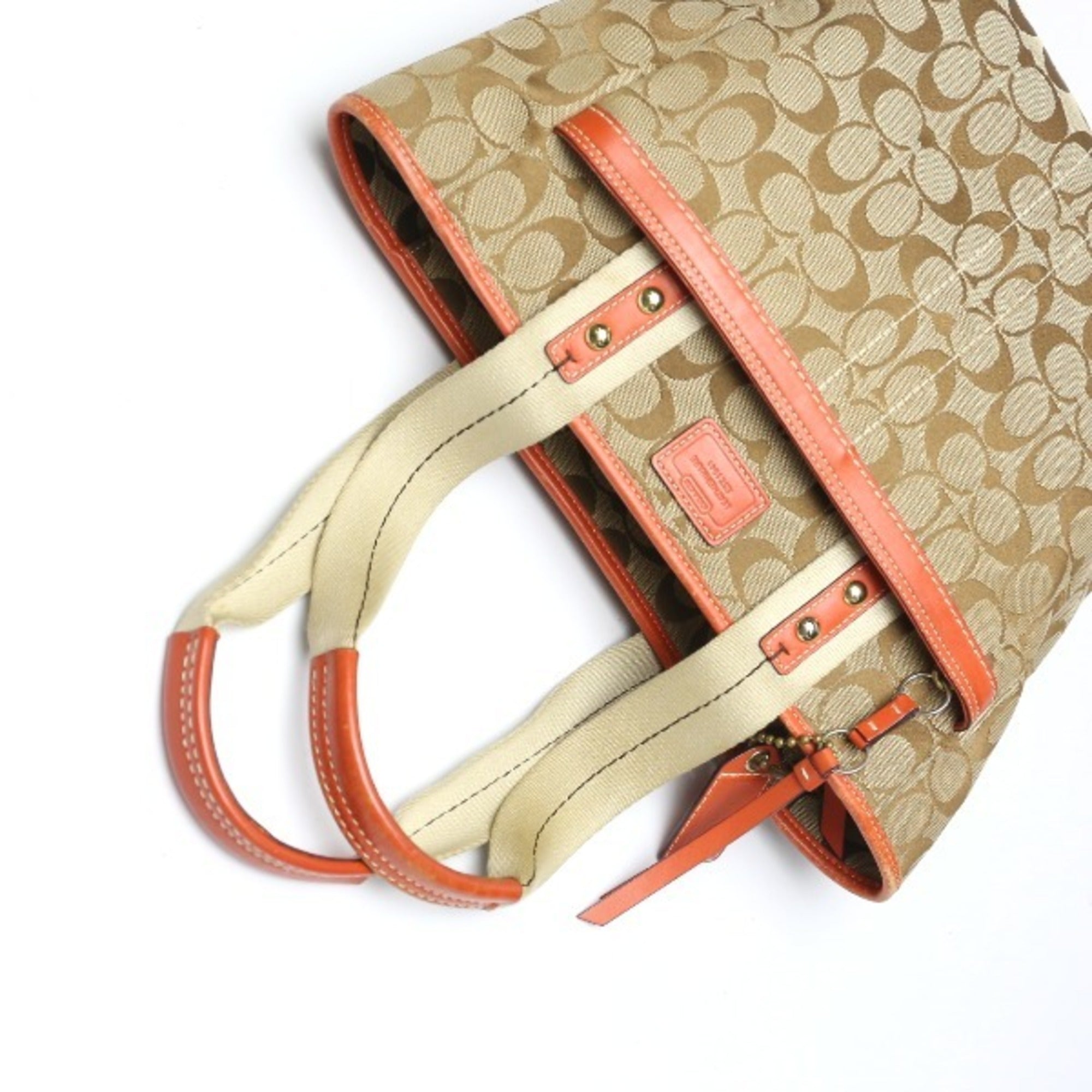 Coach Orange Signature Line Tote Bag (Pre-Owned)