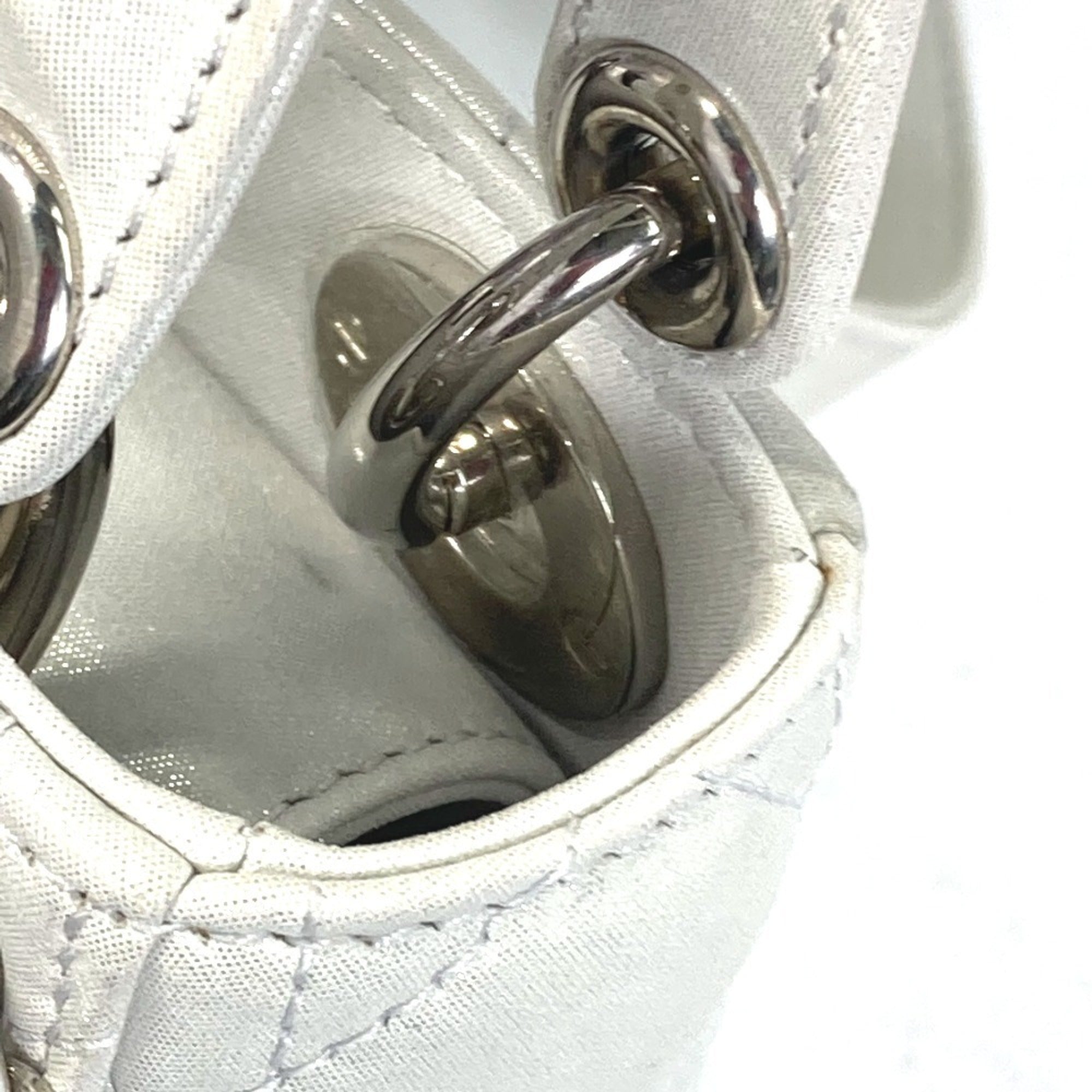 Christian Dior Lady Dior Metallic Gray Leather Handbag Shoulder Bag (Pre-Owned)