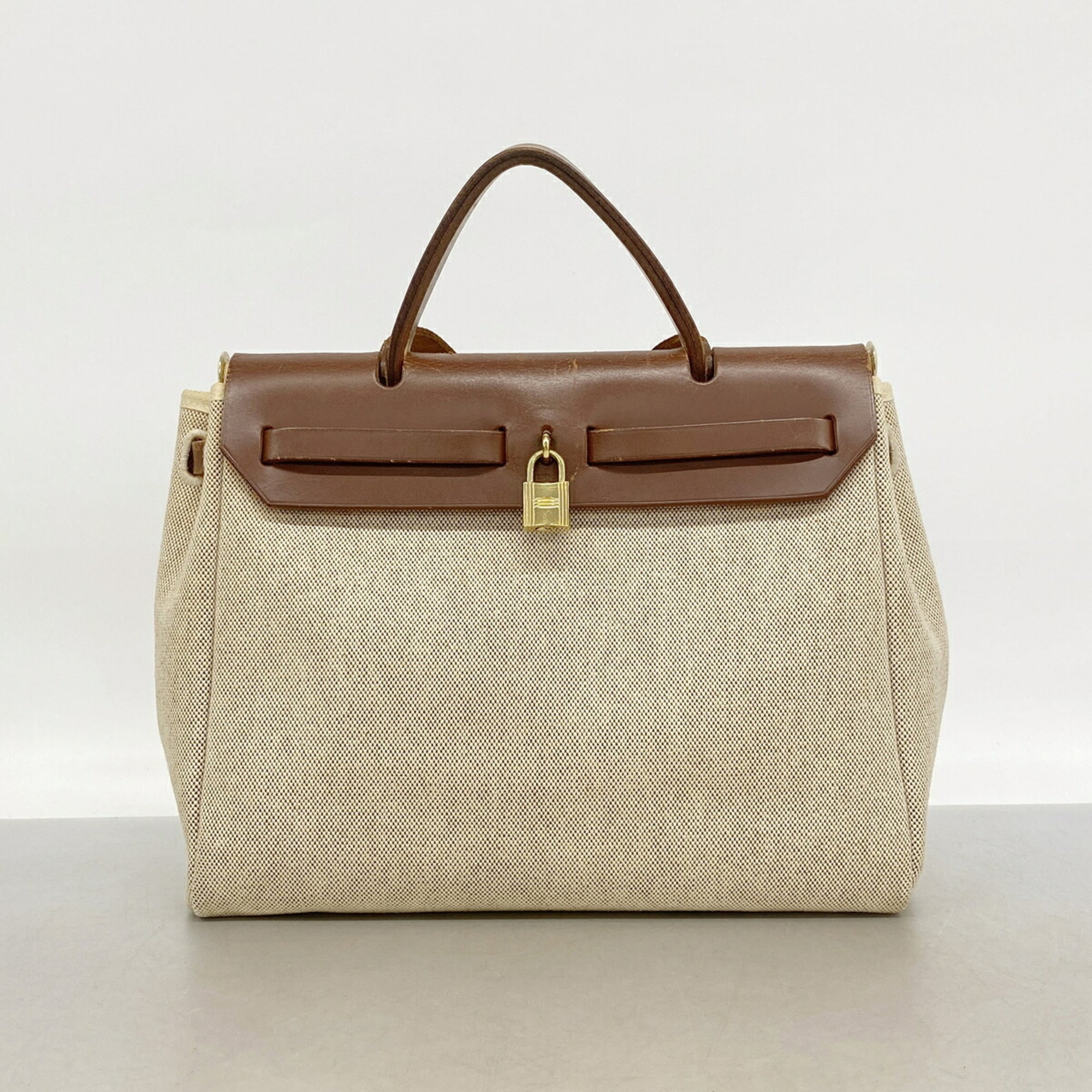 Hermes Brown Toile H Handbag (Pre-Owned)
