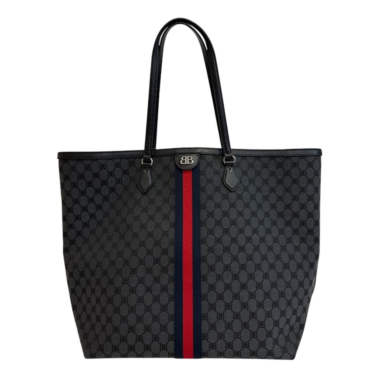 Gucci Black Canvas Leather Tote Bag (Pre-Owned)