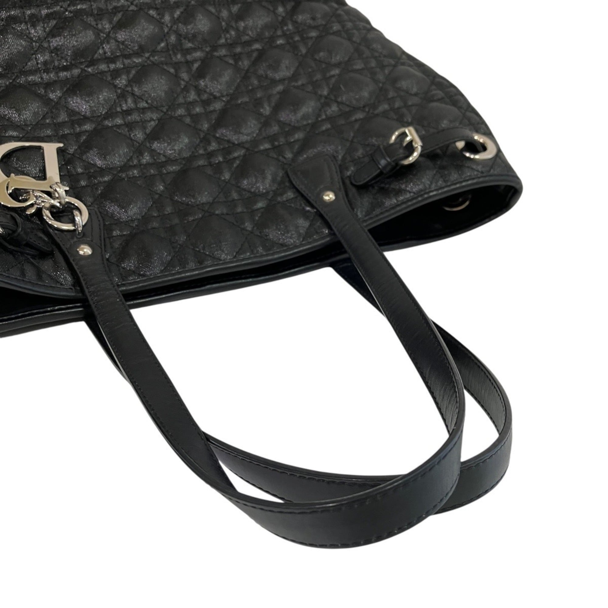 Christian Dior Black Canvas Leather Tote Bag (Pre-Owned)