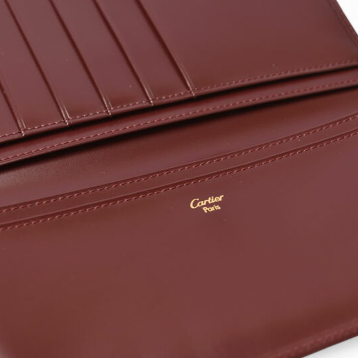 Cartier Bordeaux Leather Long Wallet (Bi-Fold) (Pre-Owned)