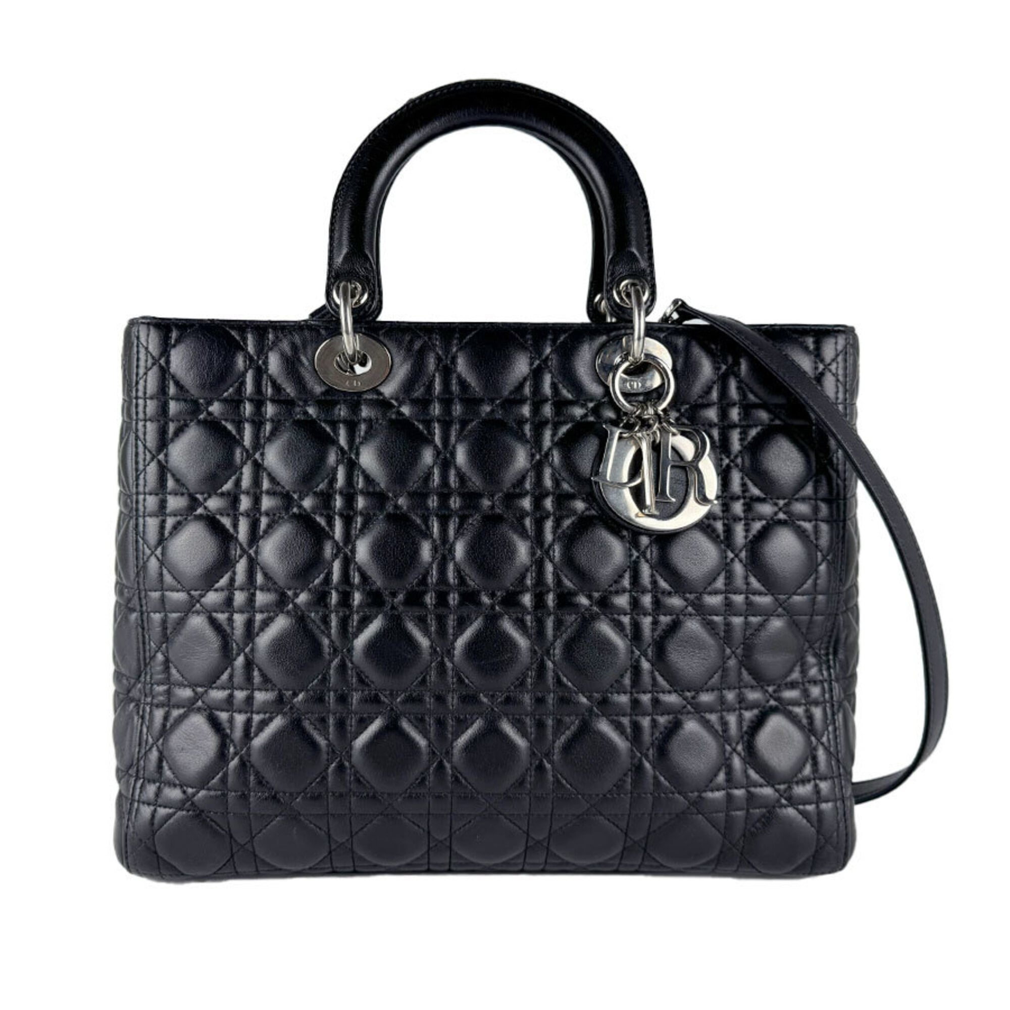 Christian Dior Black Leather Handbag Shoulder Bag (Pre-Owned)
