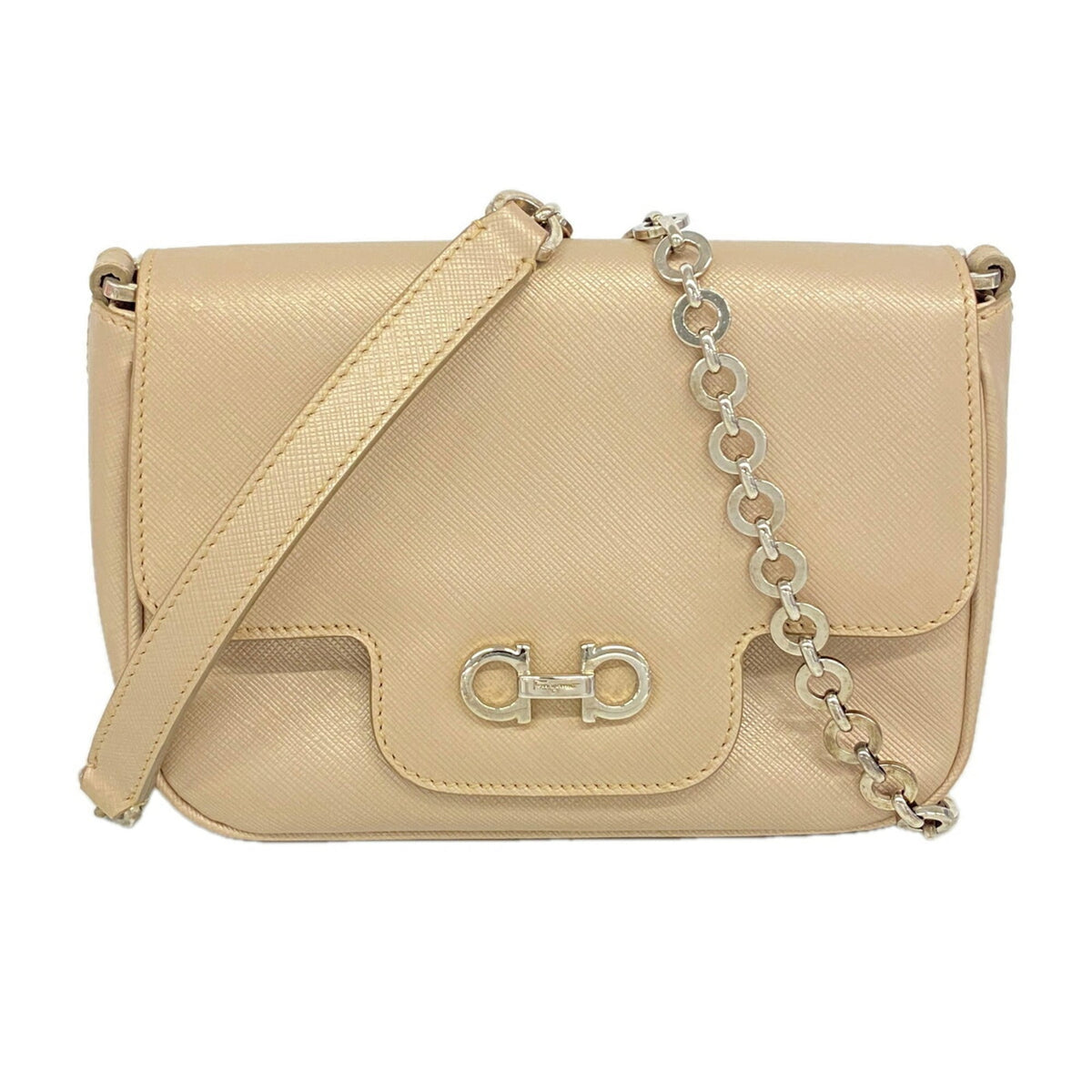 Salvatore Ferragamo Beige Leather Shoulder Bag (Pre-Owned)