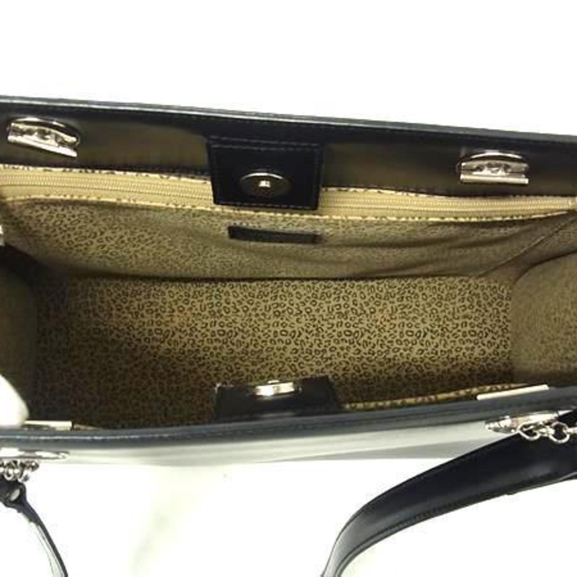 Cartier Black Leather Handbag Shoulder Bag Tote Bag (Pre-Owned)