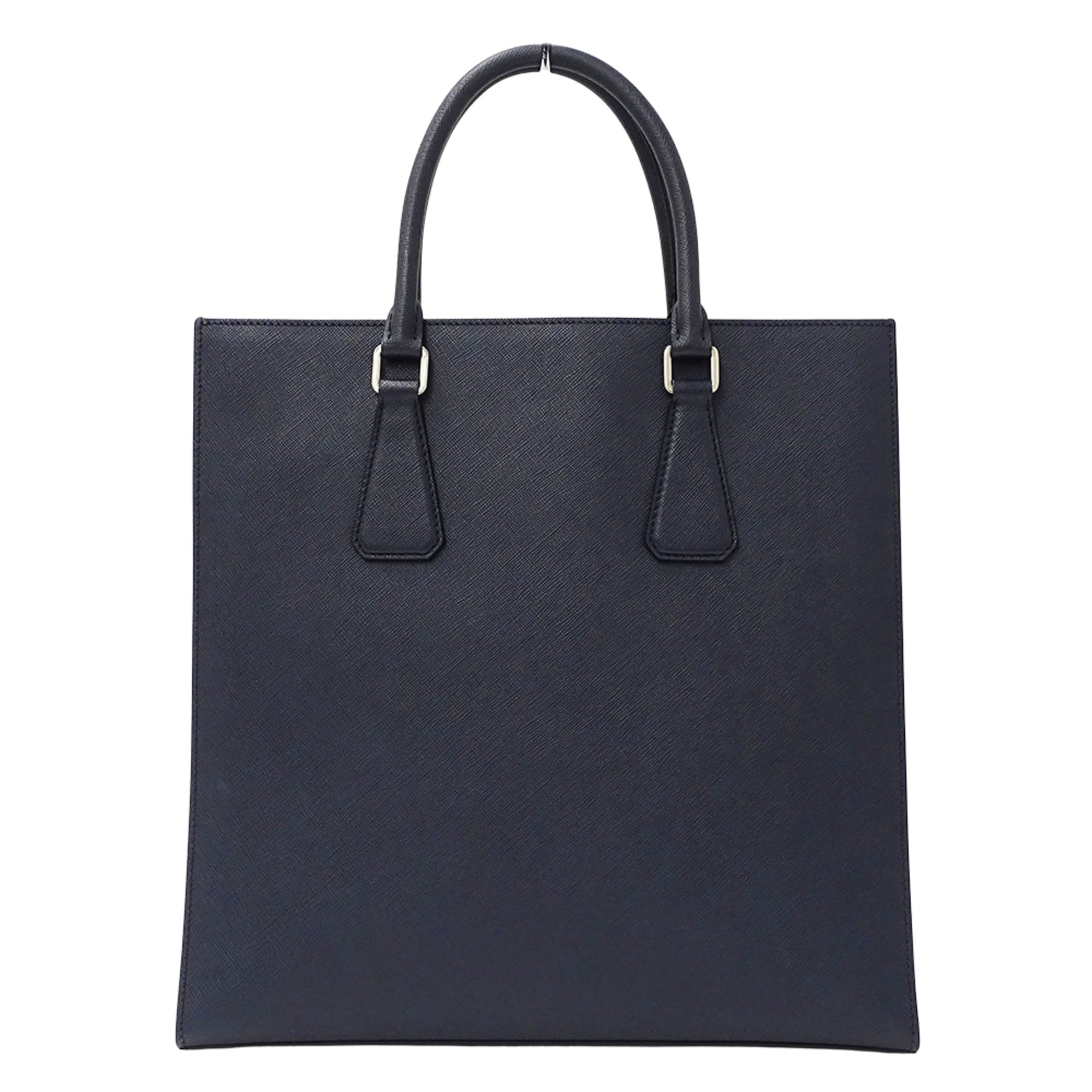 Prada Navy Leather Handbag Tote Bag (Pre-Owned)