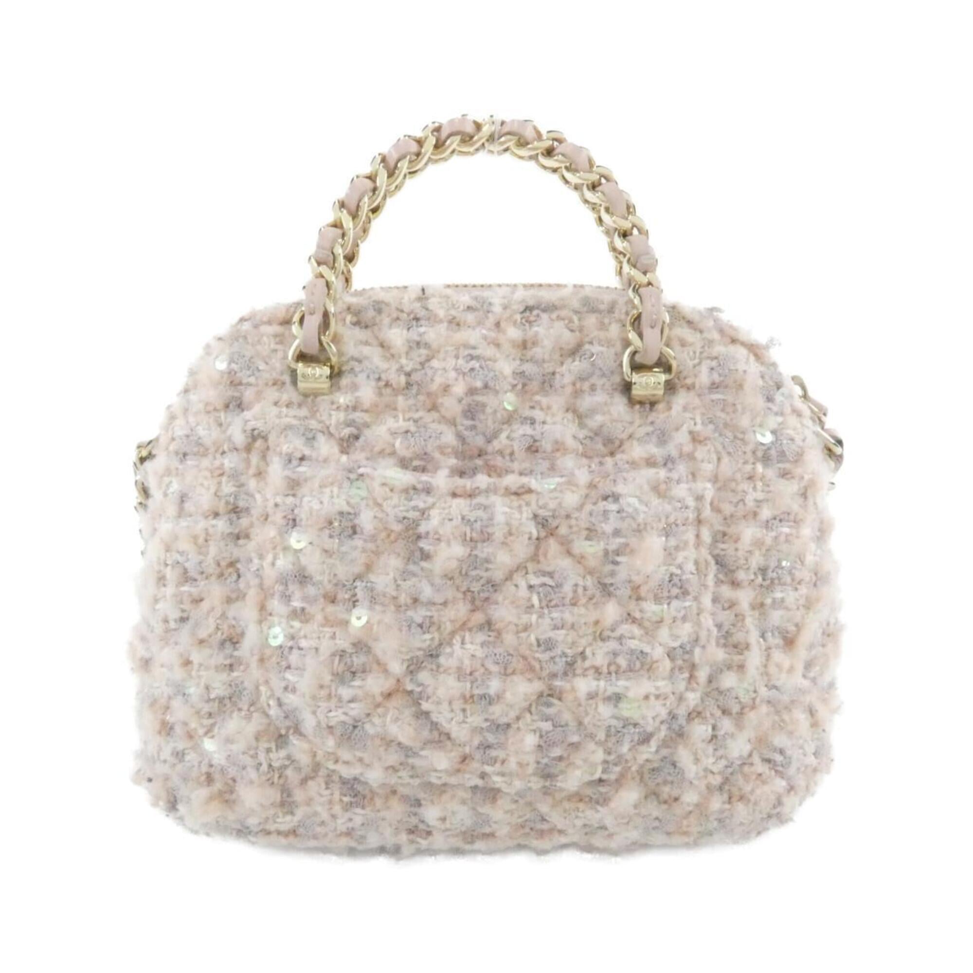 Chanel Pink Cotton Tweed Spangles Handbag Shoulder Bag (Pre-Owned)