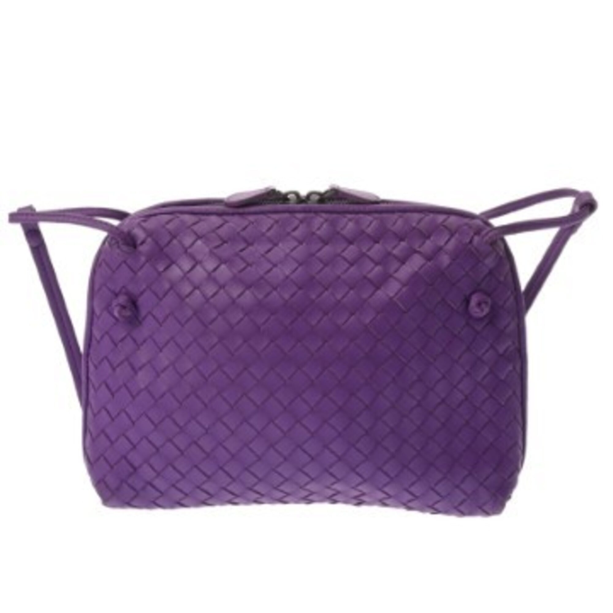 Bottega Veneta Intrecciato Purple Leather Shoulder Bag (Pre-Owned)