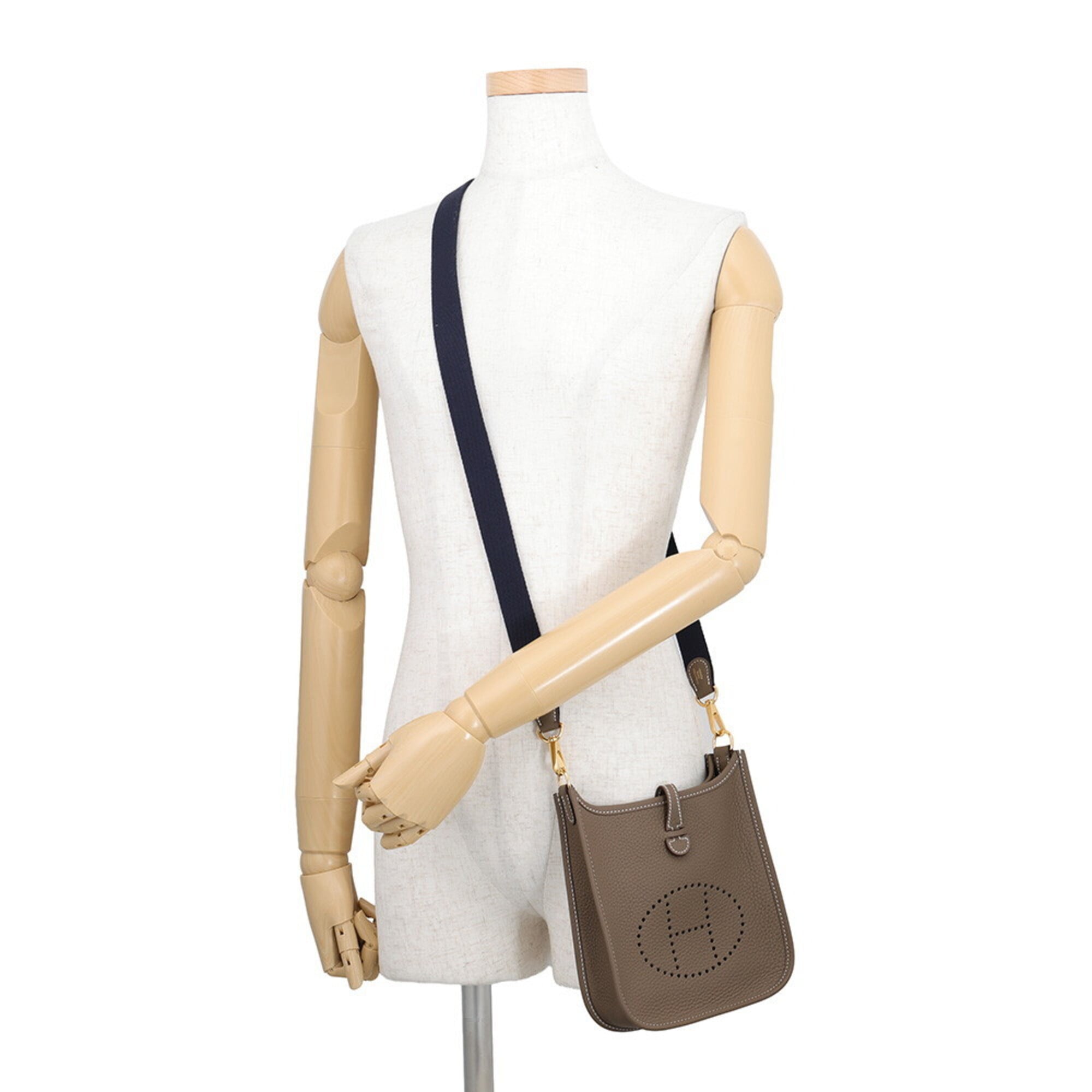 Hermes Blue Indigo Etoupe Gray Taurillon Clemence Leather Shoulder Bag (Pre-Owned)