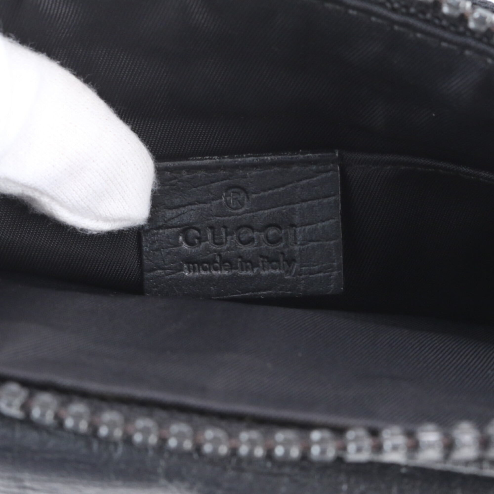 Gucci Black Leather Coated Canvas Fanny Pack Pouch Sling Bag (Pre-Owned)
