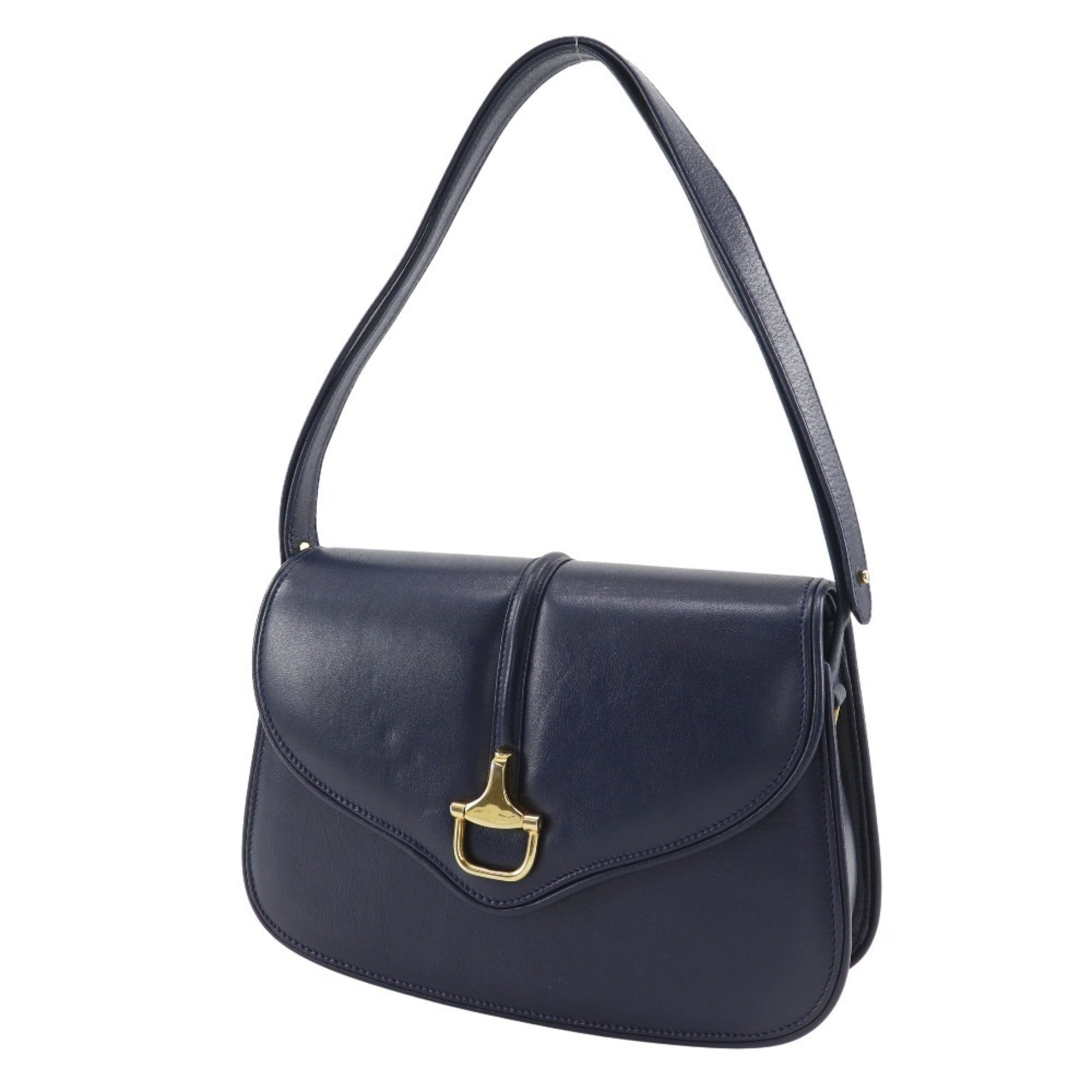 Gucci Navy Leather Shoulder Bag (Pre-Owned)