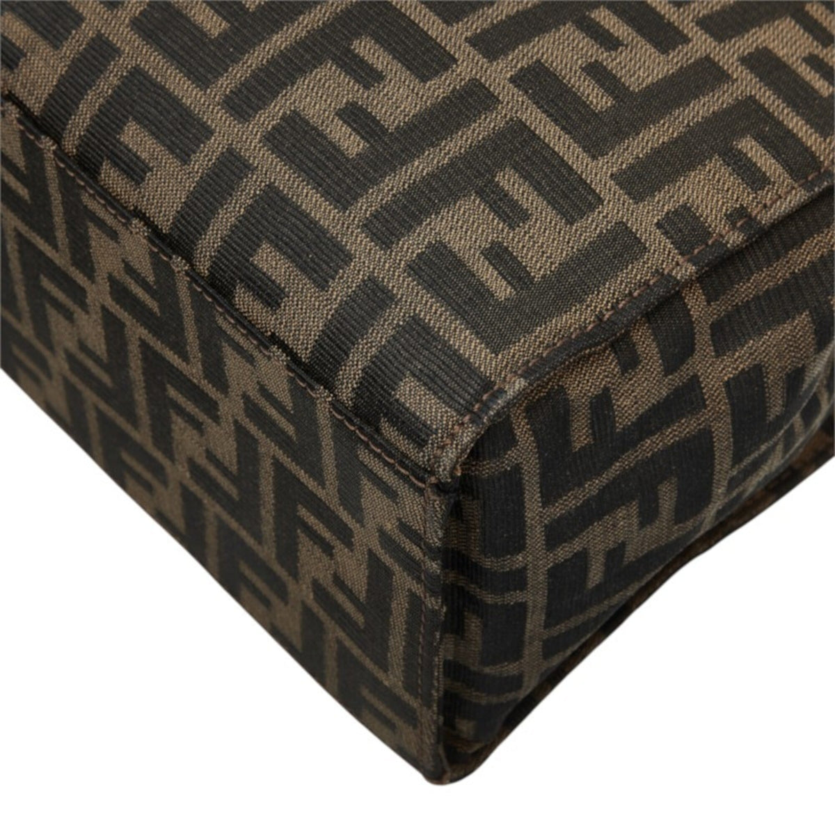 Fendi Zucca Brown Canvas Leather Shoulder Bag Tote Bag (Pre-Owned)