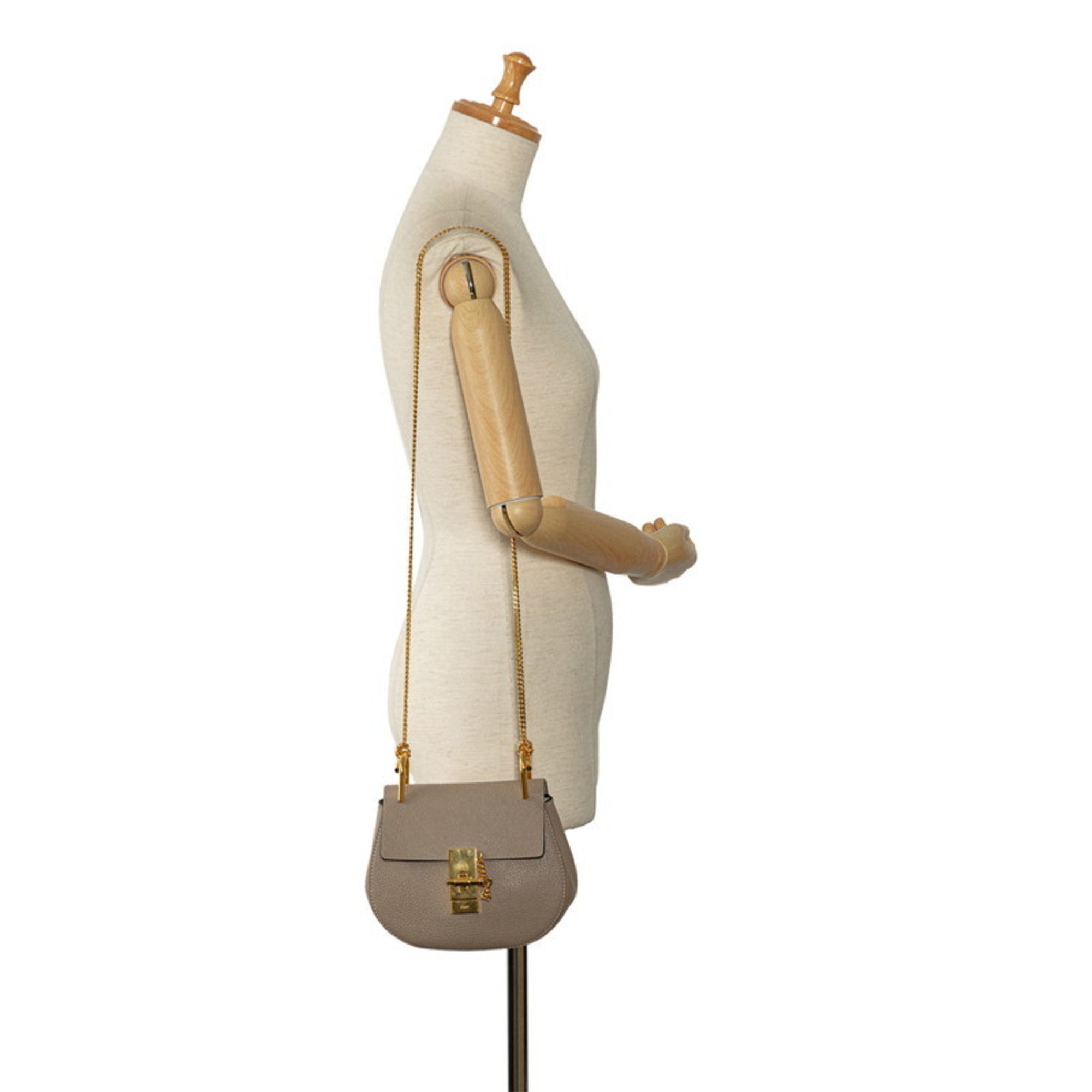 Chloé Beige Gold Leather Shoulder Bag (Pre-Owned)