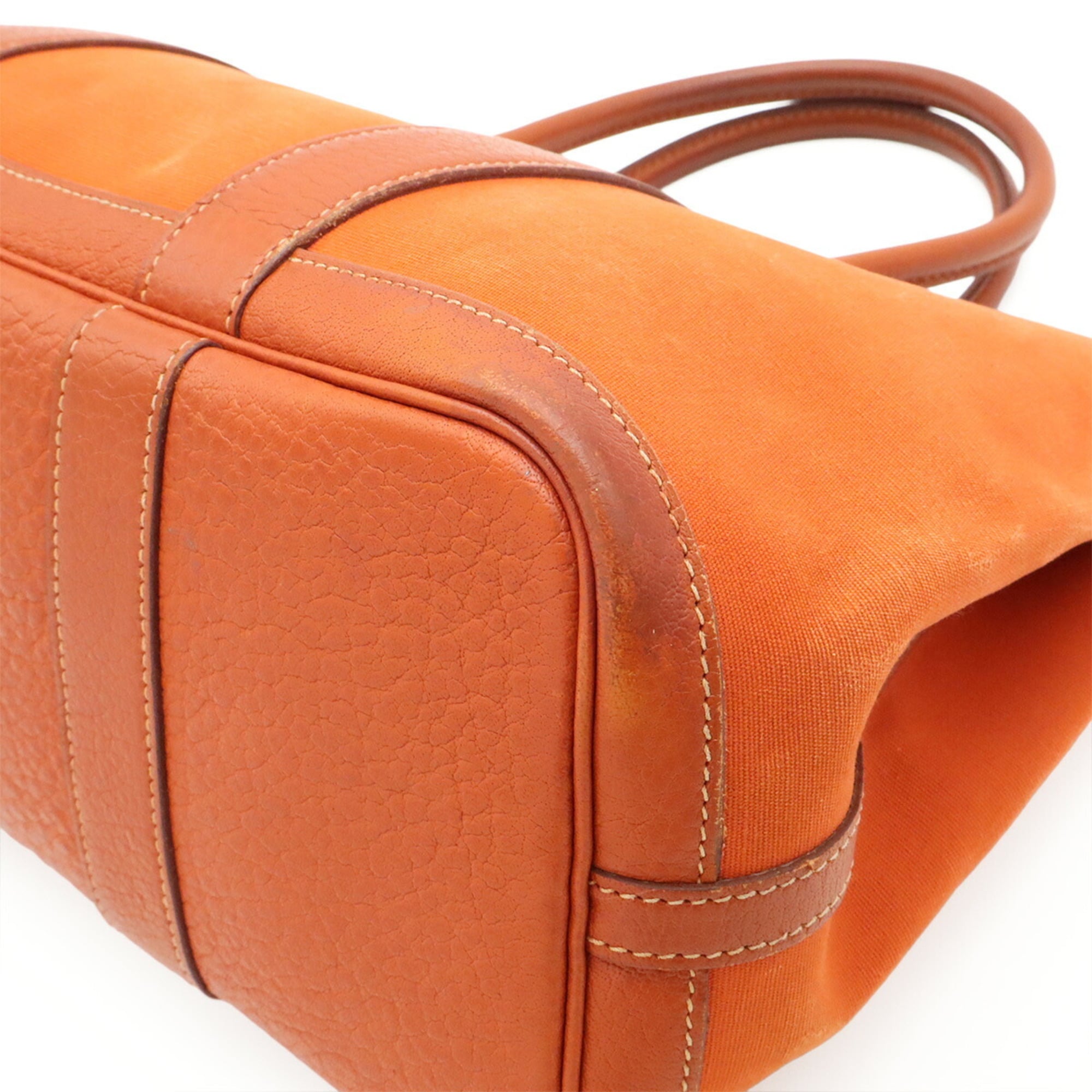 Hermes Orange Toile Officier Handbag Shoulder Bag Tote Bag (Pre-Owned)