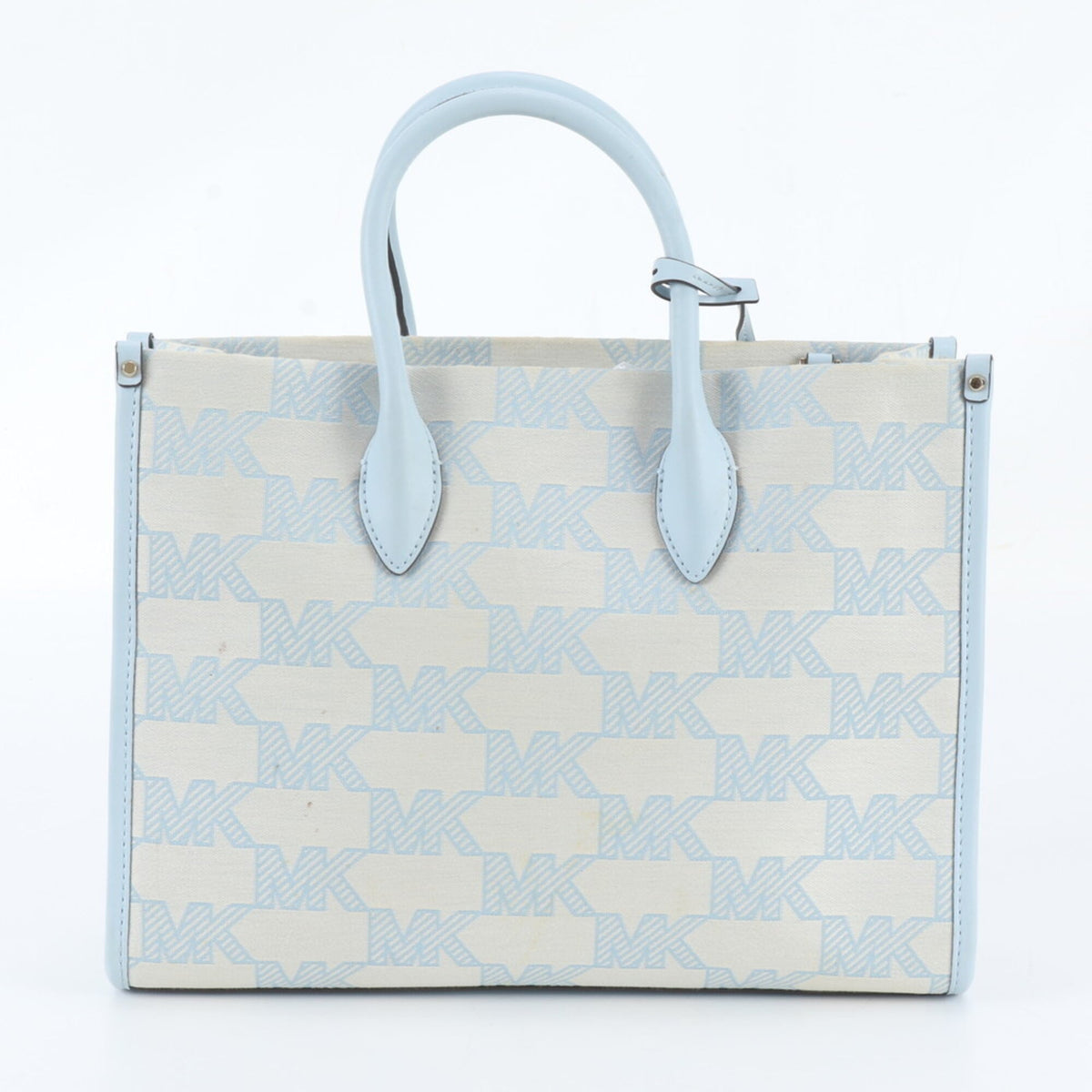 Michael Kors Blue White Leather Canvas Handbag Shoulder Bag Tote Bag (Pre-Owned)