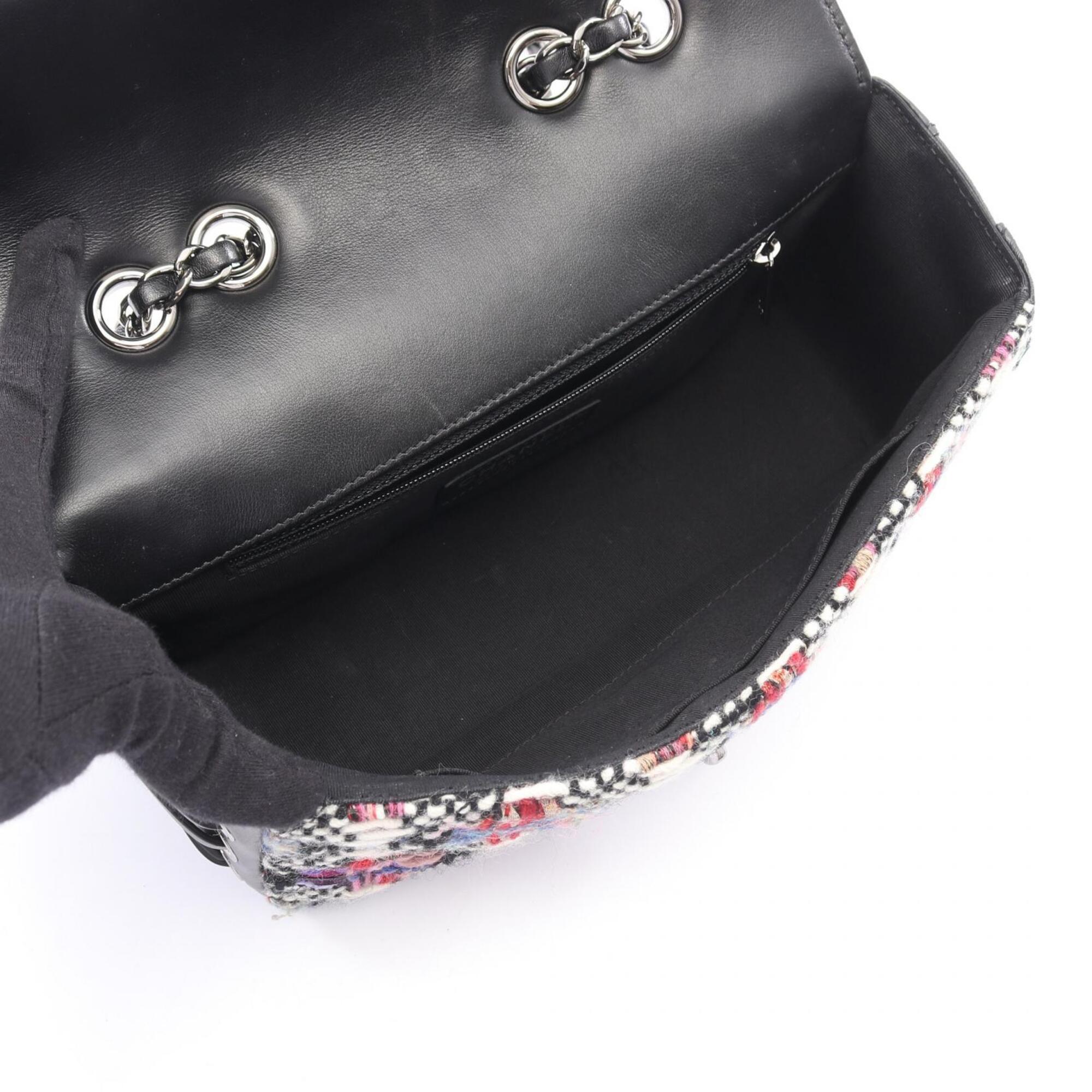 Chanel Black Multi-Color Fabric Leather Handbag Shoulder Bag (Pre-Owned)