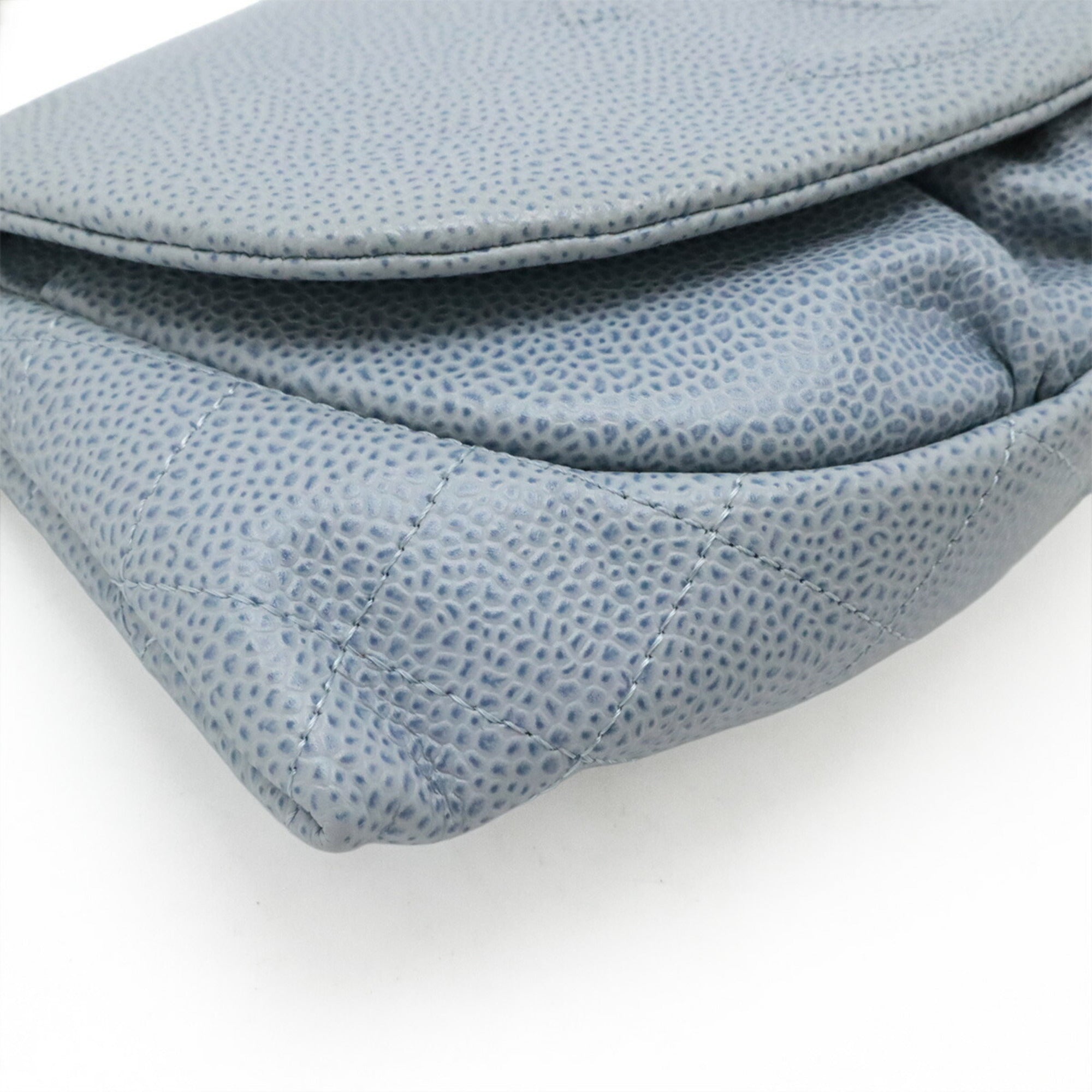 Chanel Light Blue Grained Calfskin Pochette Shoulder Bag (Pre-Owned)