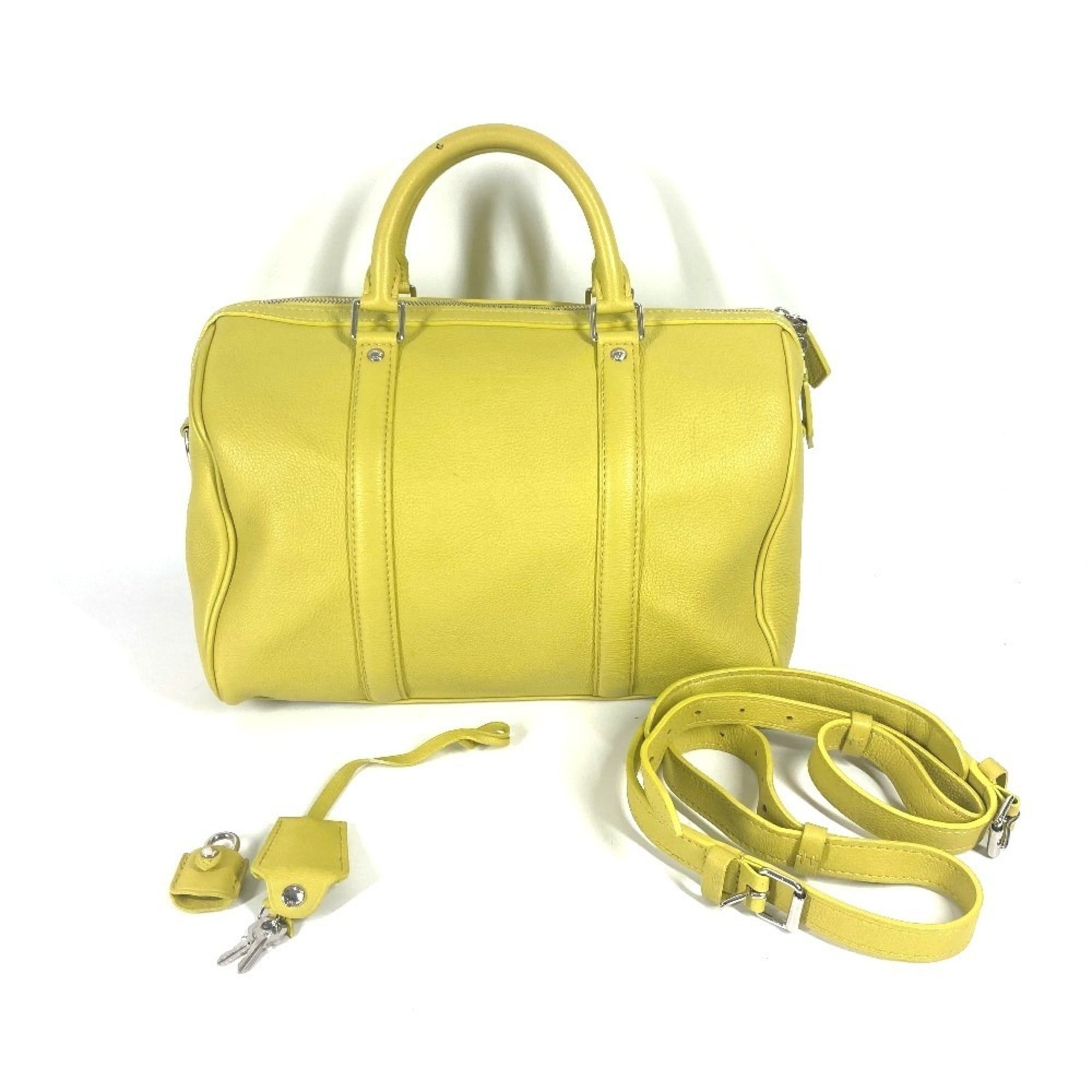 Louis Vuitton Pistache Yellow Leather Boston Bag Handbag Shoulder Bag (Pre-Owned)