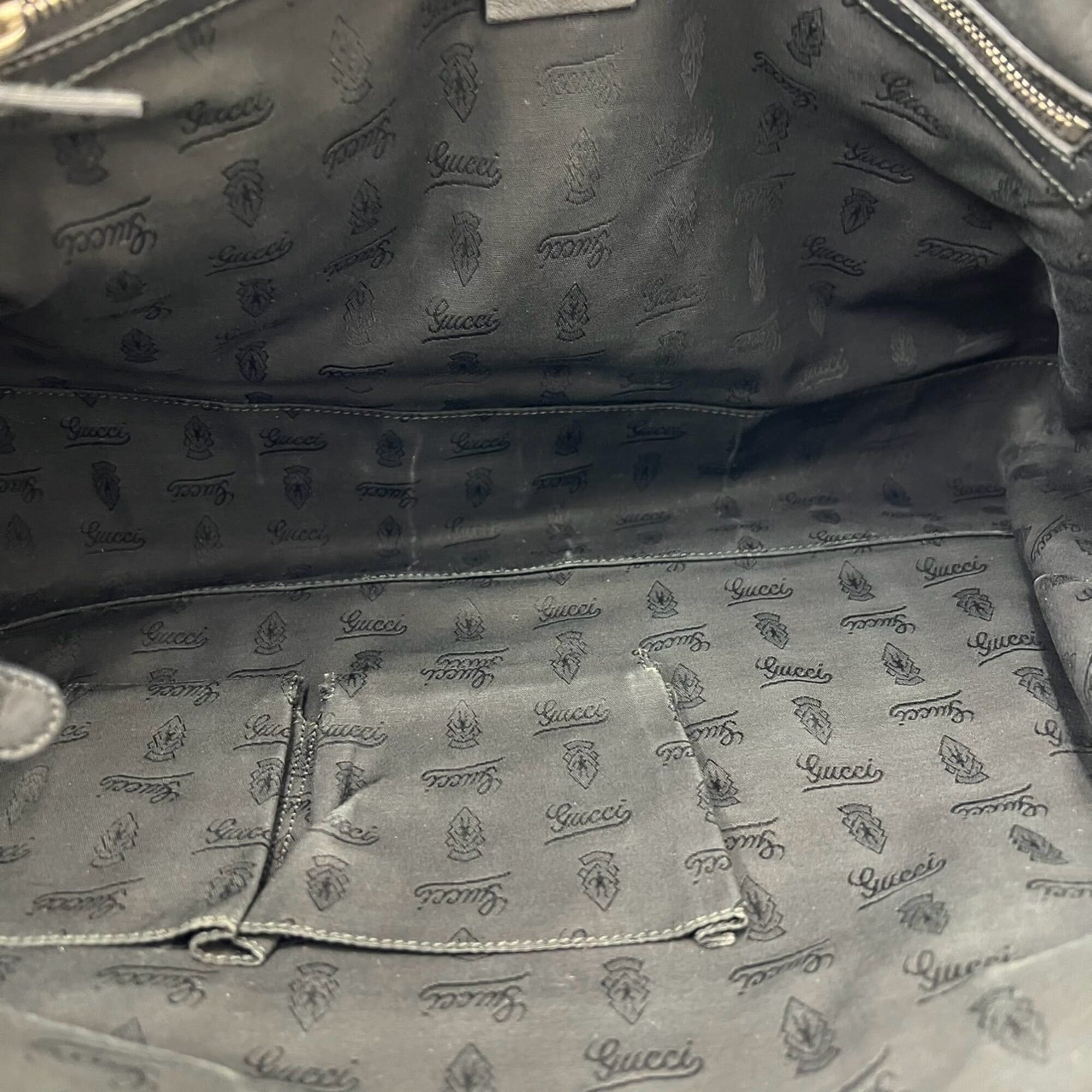 Gucci Black Leather Handbag Shoulder Bag Tote Bag (Pre-Owned)