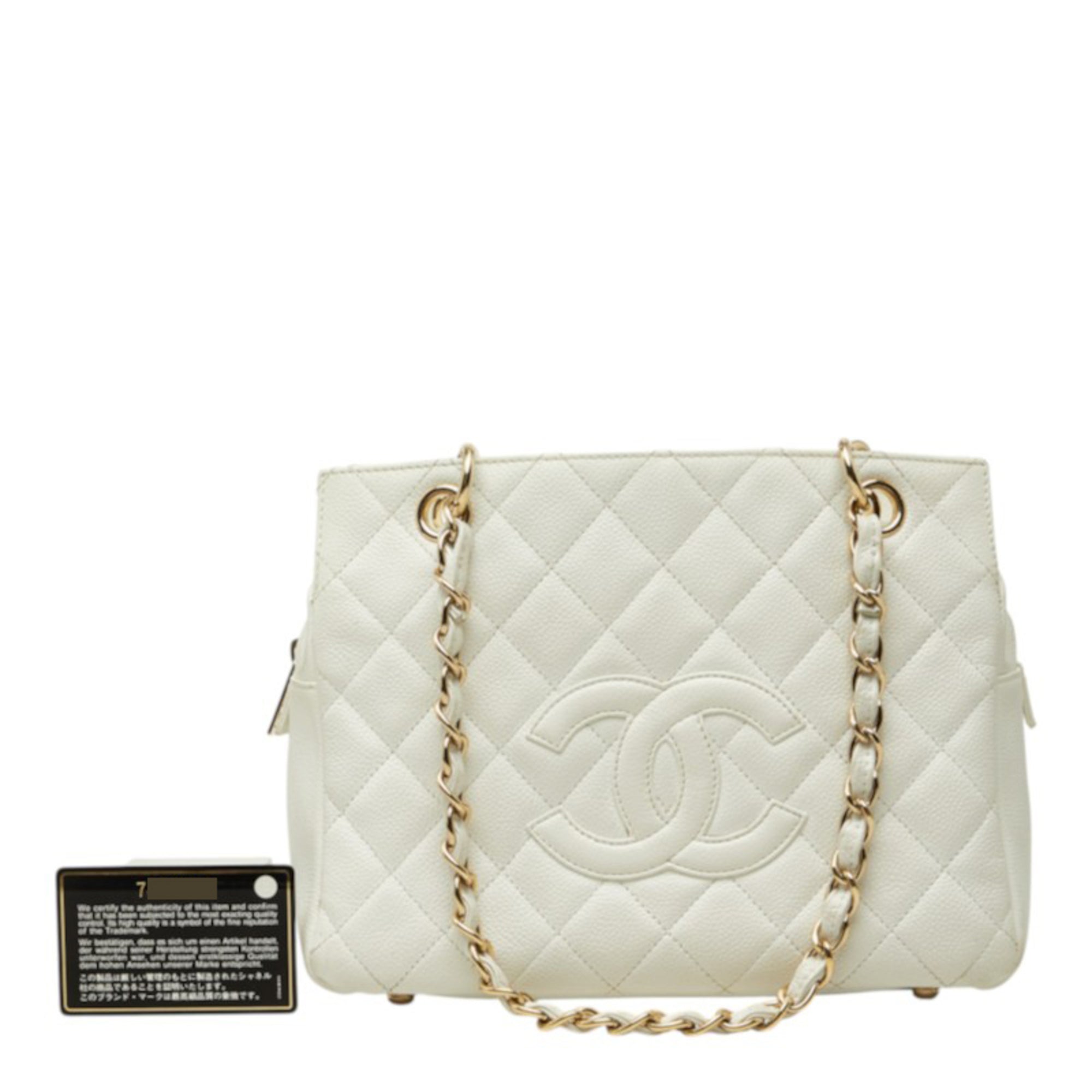 Chanel White Grained Calfskin Shoulder Bag (Pre-Owned)