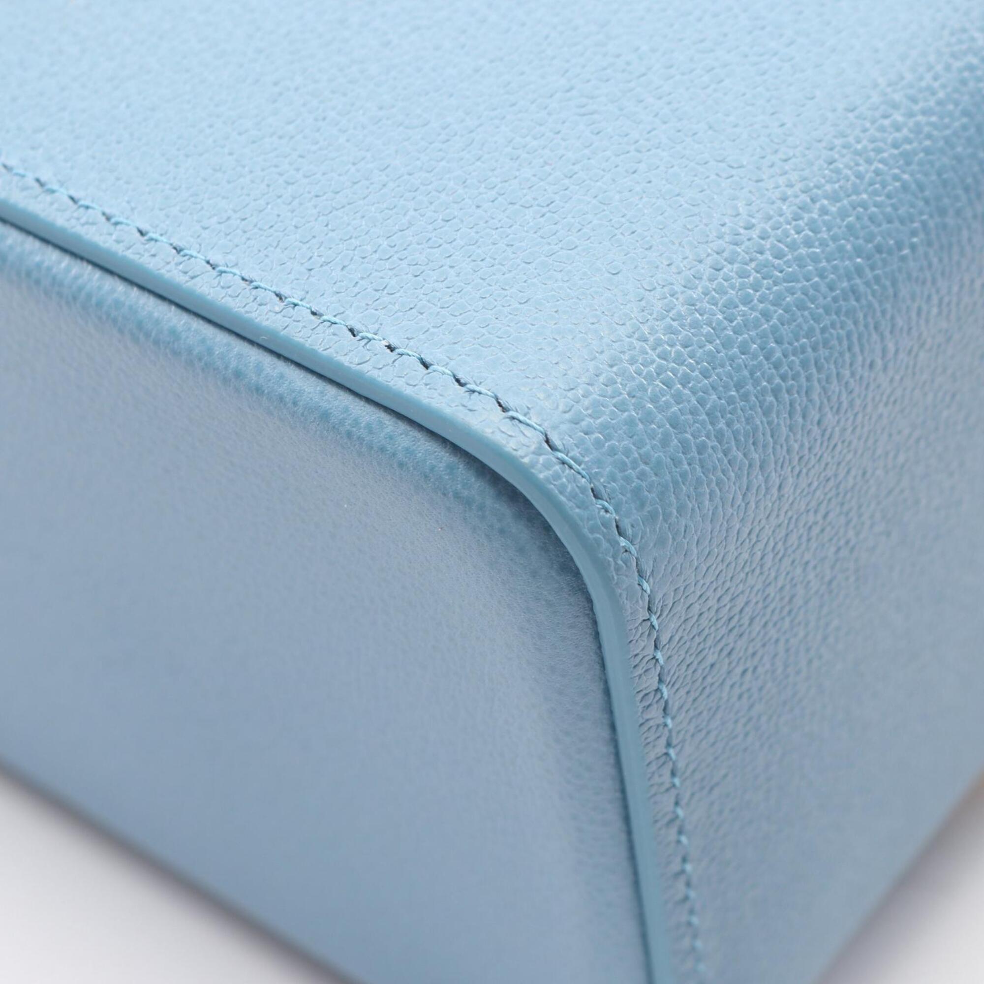 Bvlgari Blue Leather Handbag Vanity Bag (Pre-Owned)