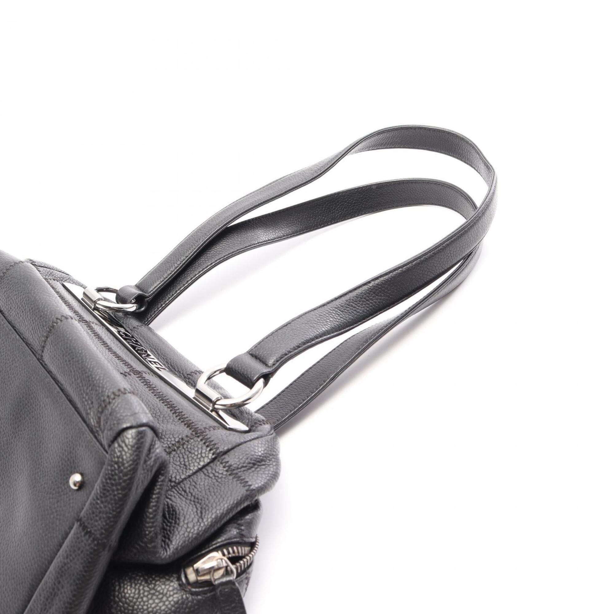 Chanel Black Grained Calfskin Handbag Tote Bag (Pre-Owned)