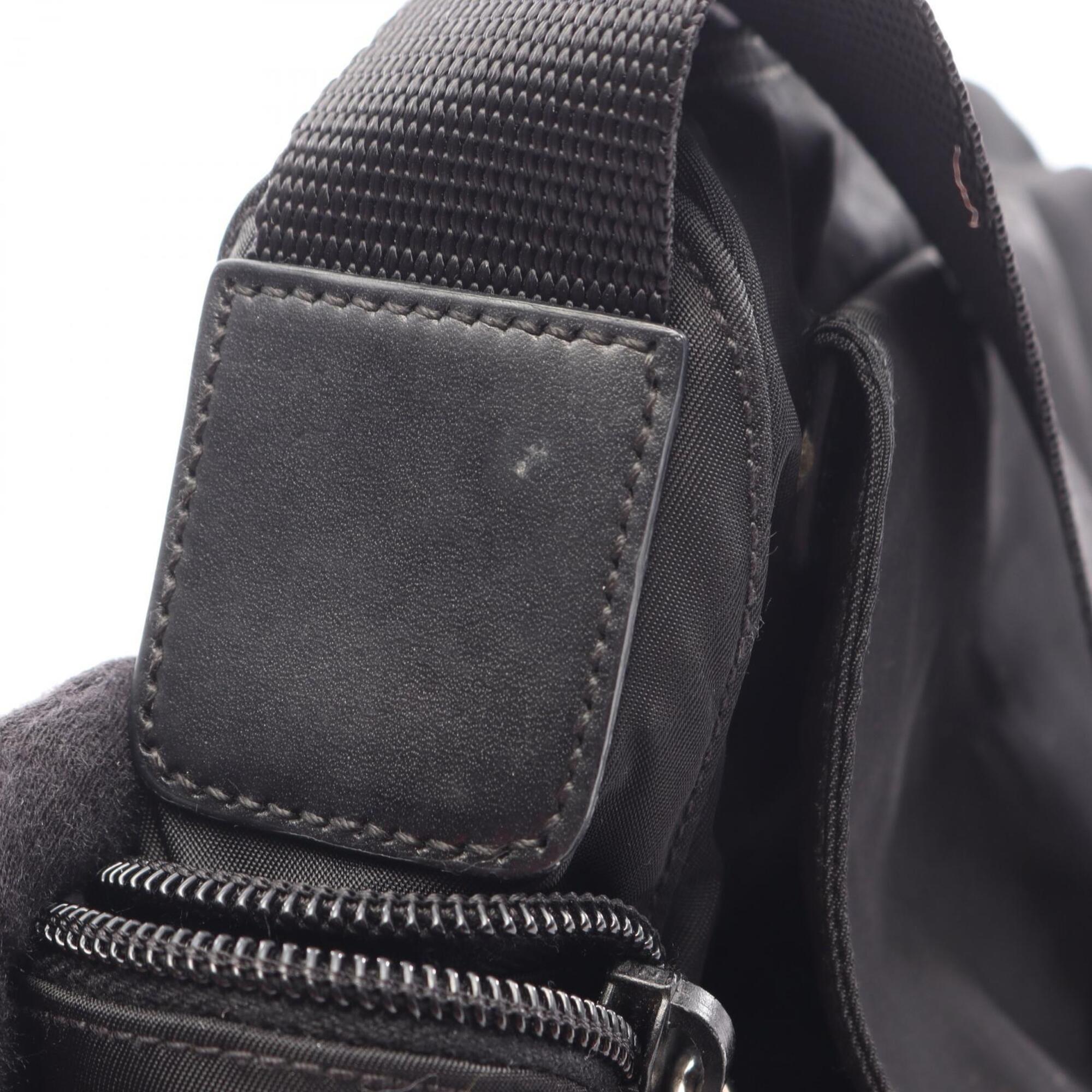 Prada Black Nylon Leather Handbag Shoulder Bag (Pre-Owned)