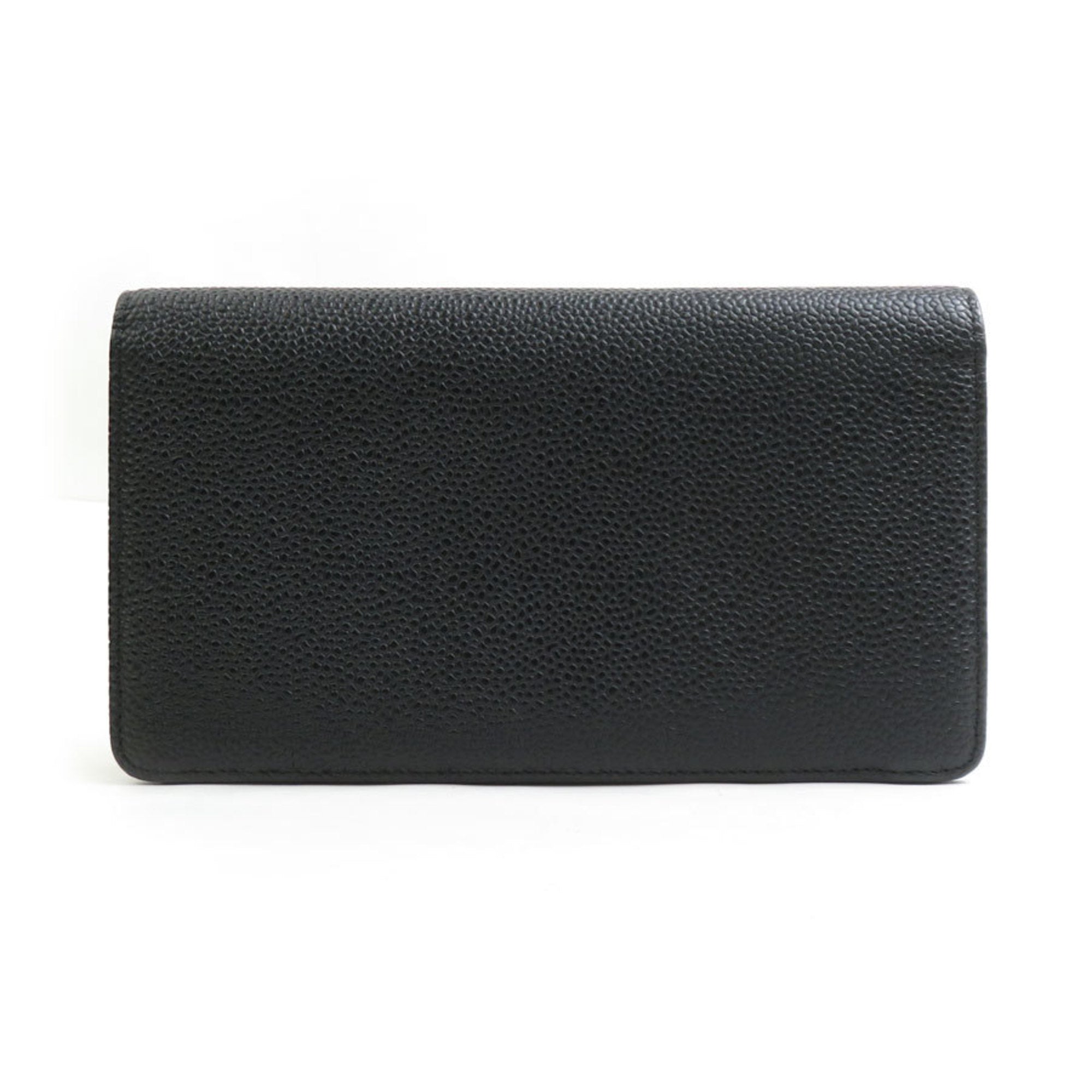 Chanel Black Canvas Leather Long Wallet (Bi-Fold) (Pre-Owned)