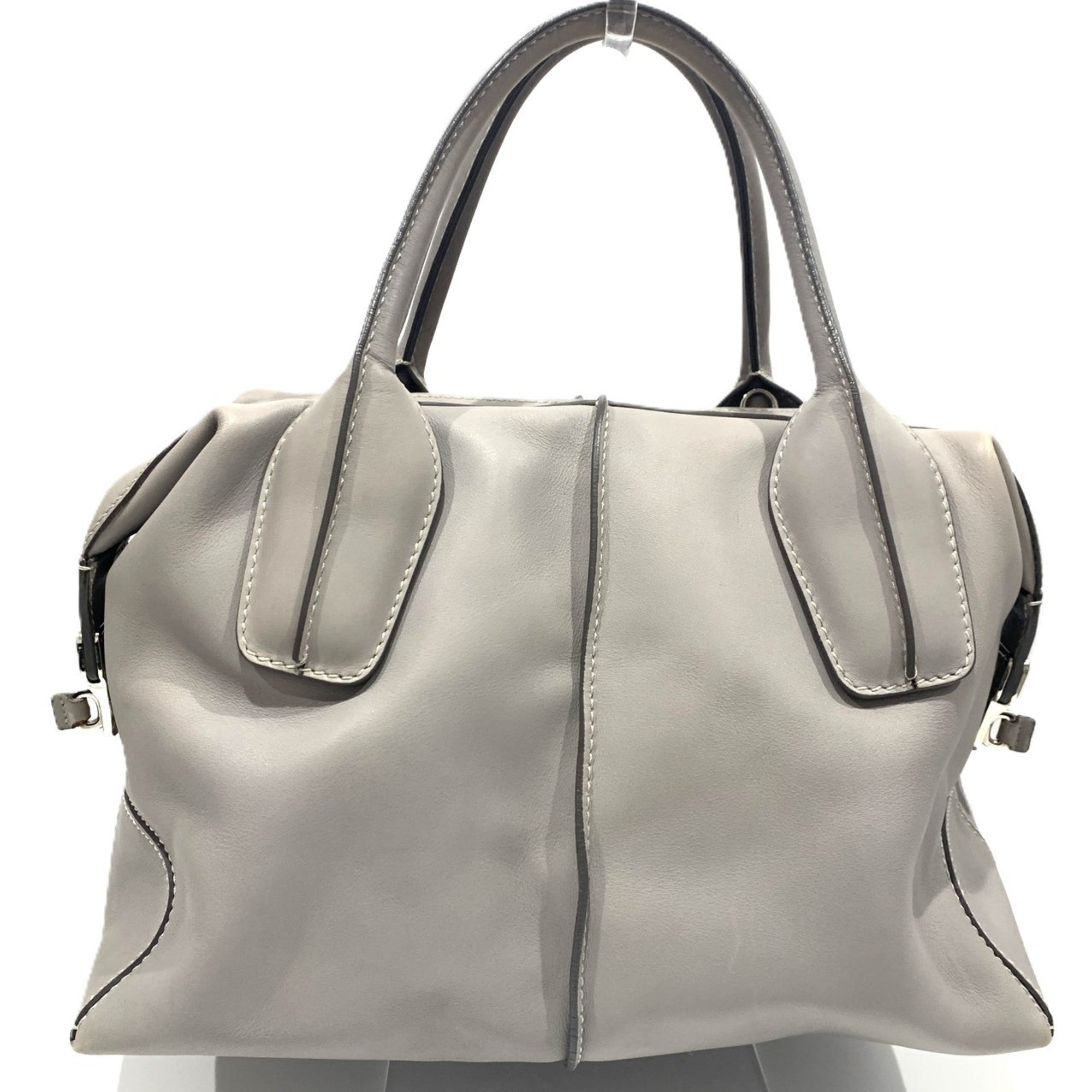 Tod's Gray Leather Handbag Shoulder Bag (Pre-Owned)