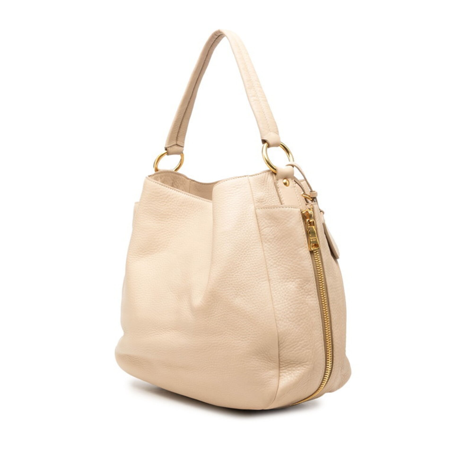Prada Beige Leather Handbag Tote Bag (Pre-Owned)