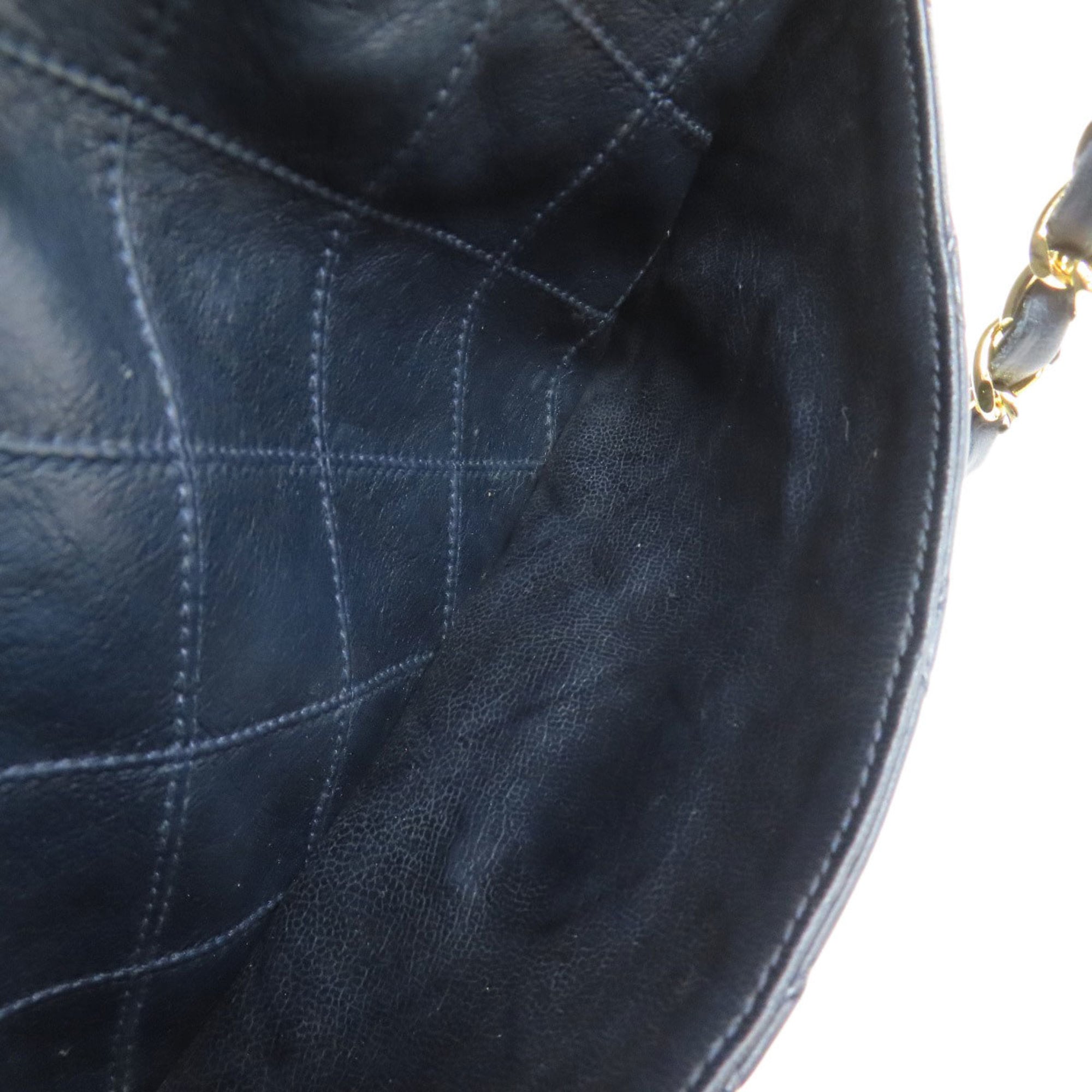 Chanel Navy Leather Pouch Shoulder Bag (Pre-Owned)