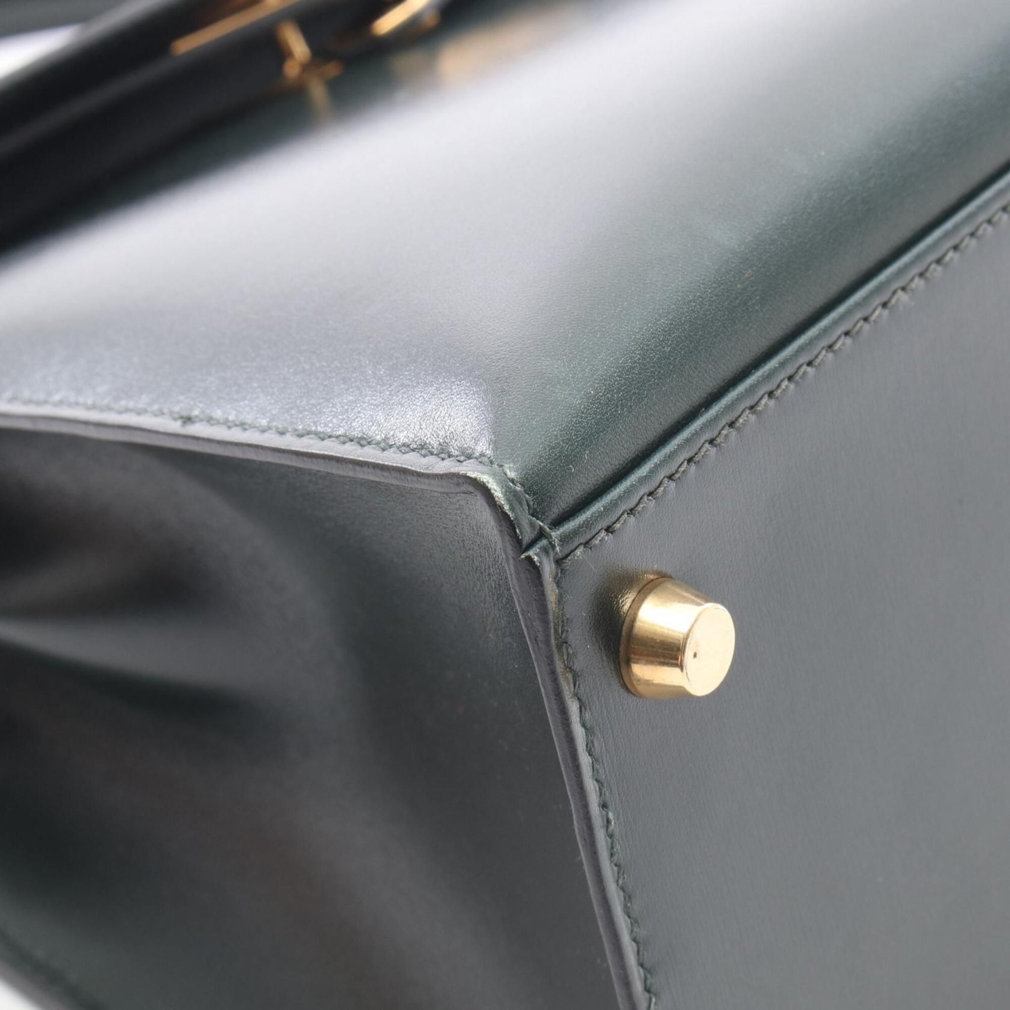Hermes Green Box Calf Leather Handbag (Pre-Owned)