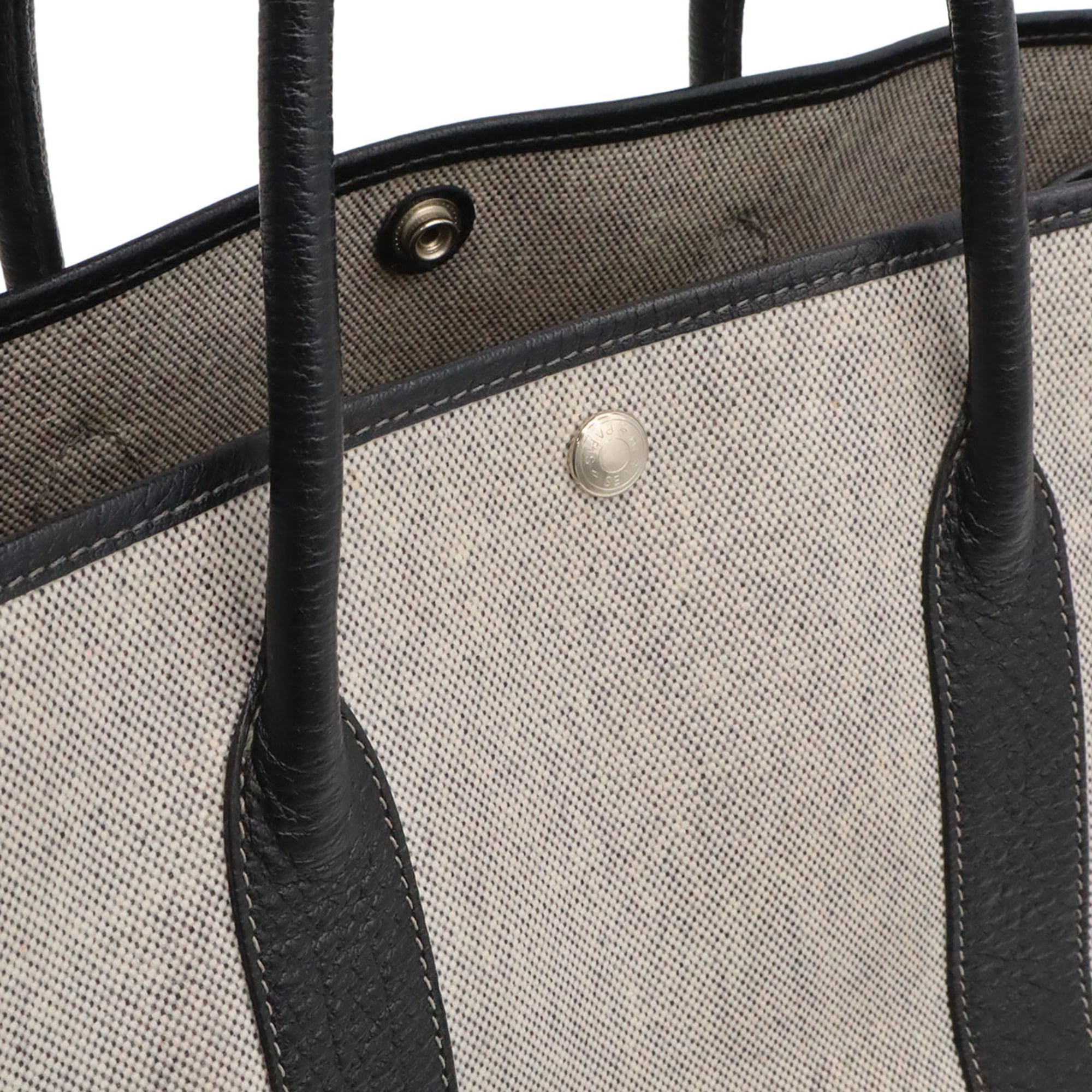 Hermes Black Gray Toile H Handbag Shoulder Bag Tote Bag (Pre-Owned)