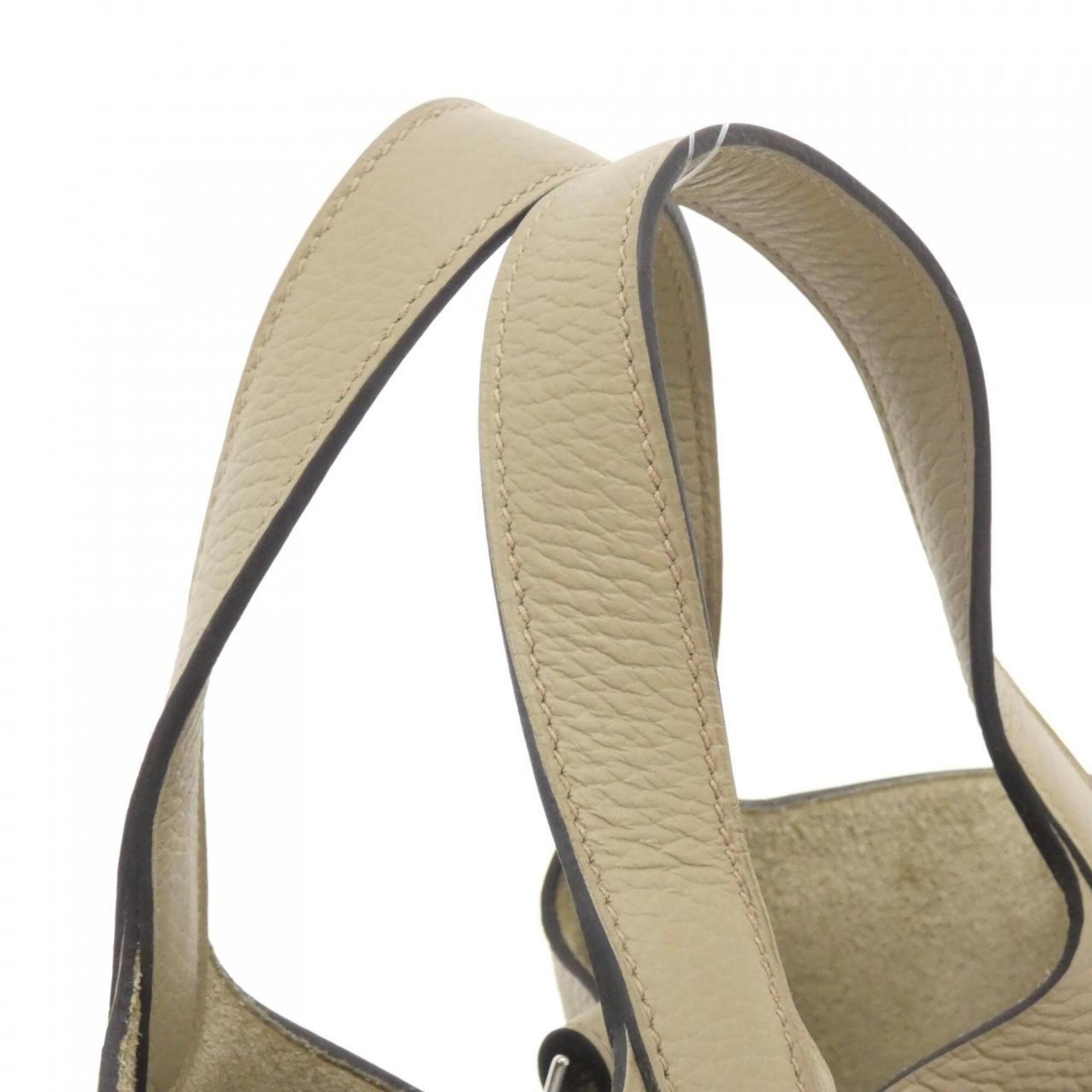 Hermes Beige Taurillon Clemence Leather Handbag (Pre-Owned)