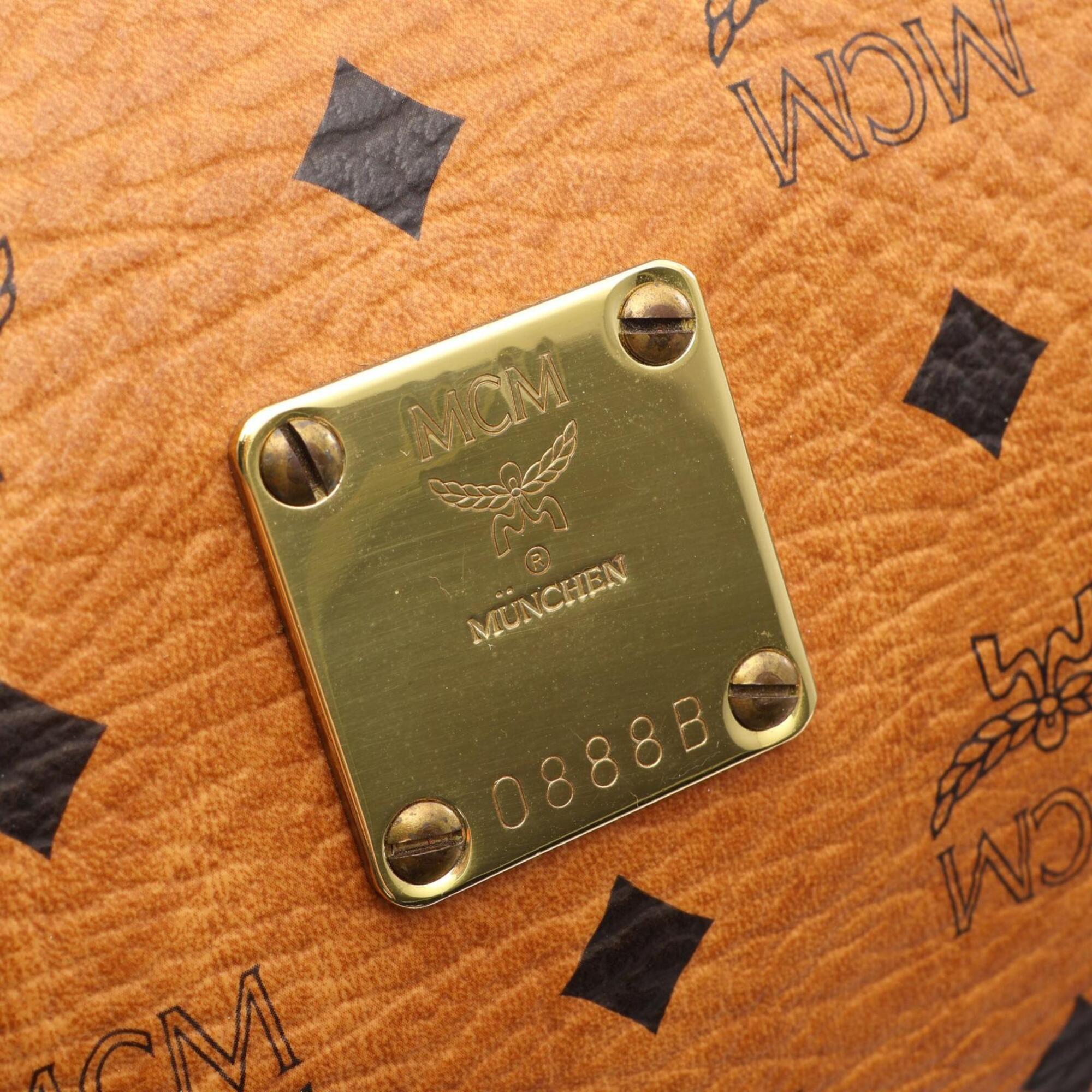 Mcm Brown Coated Canvas Leather Boston Bag Handbag (Pre-Owned)