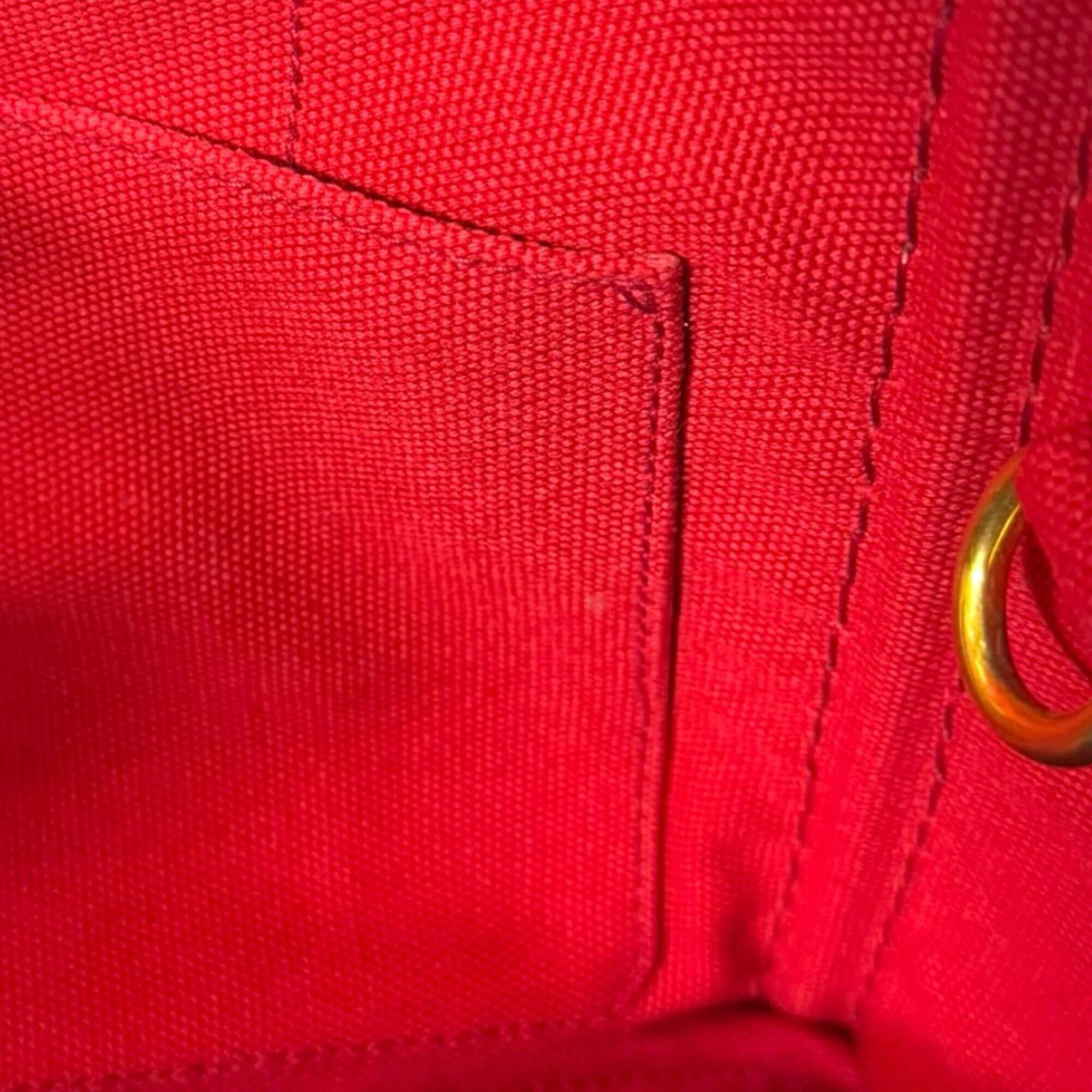 Prada Red Color Canvas Shoulder Bag (Pre-Owned)
