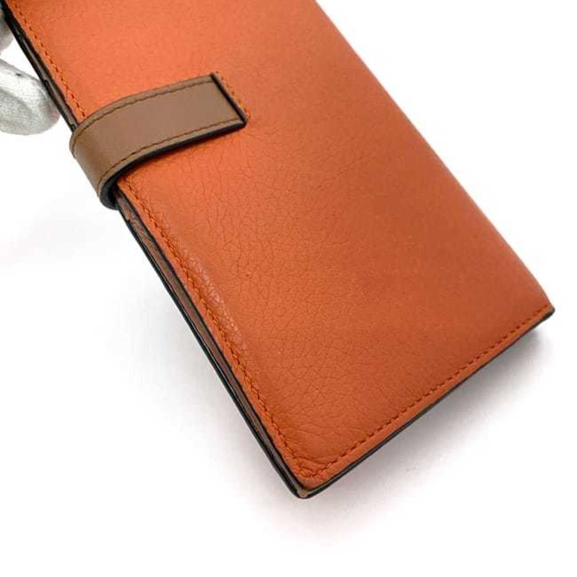Loewe Brown Orange Leather Long Wallet (Bi-Fold) (Pre-Owned)