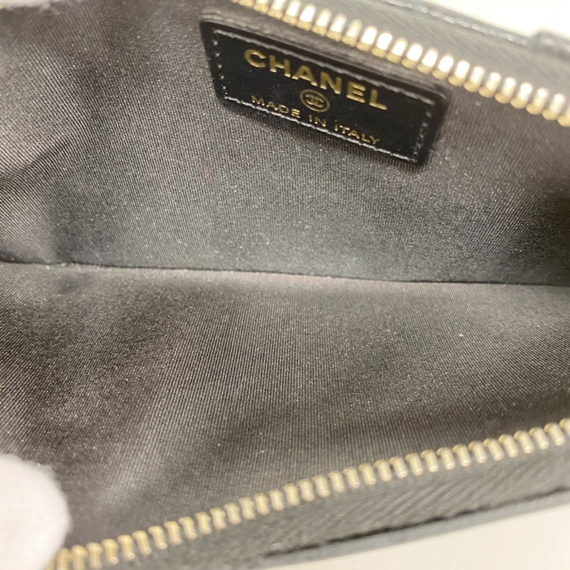 Chanel Black Grained Calfskin Long Wallet (Bi-Fold) (Pre-Owned)