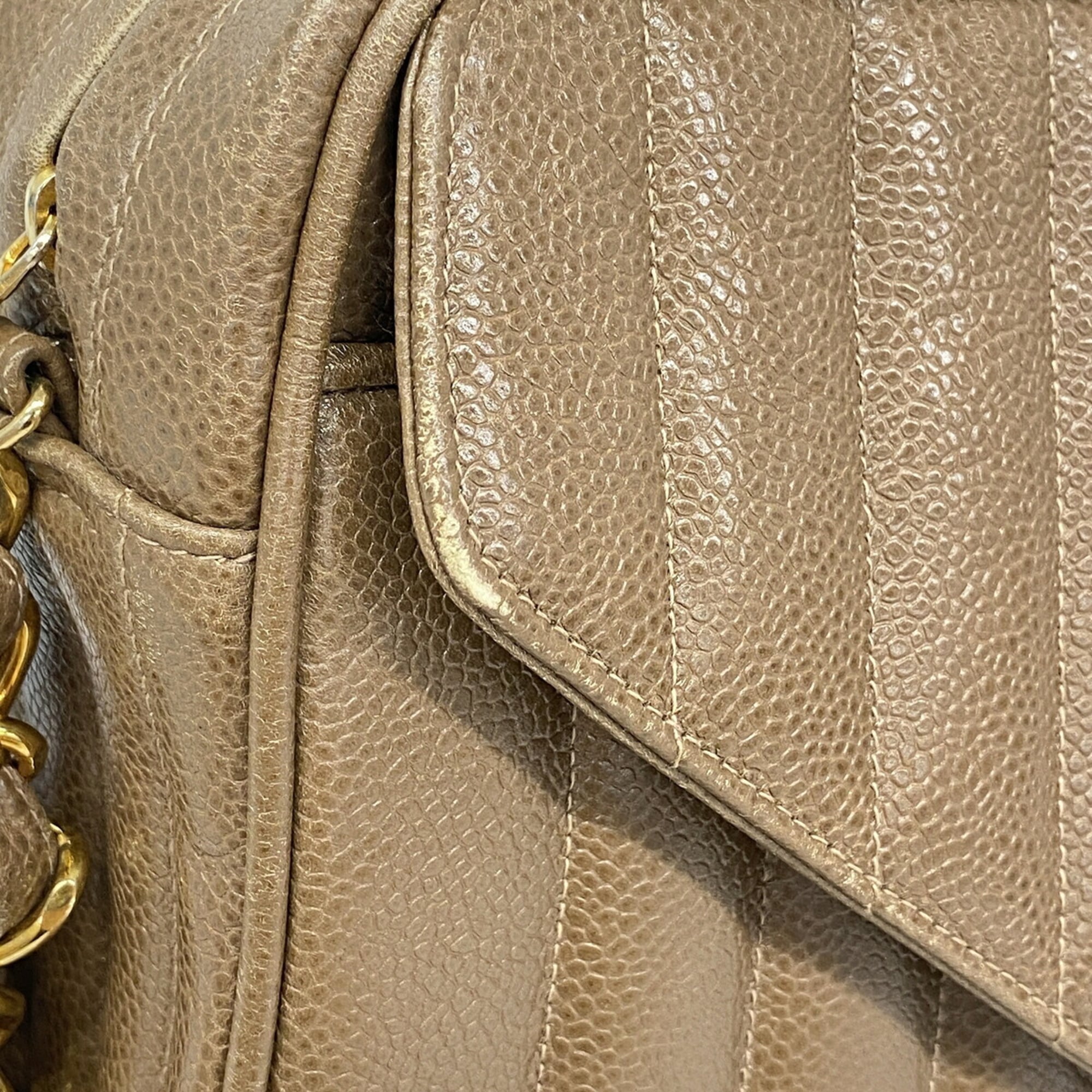 Chanel Light Brown Grained Calfskin Shoulder Bag (Pre-Owned)
