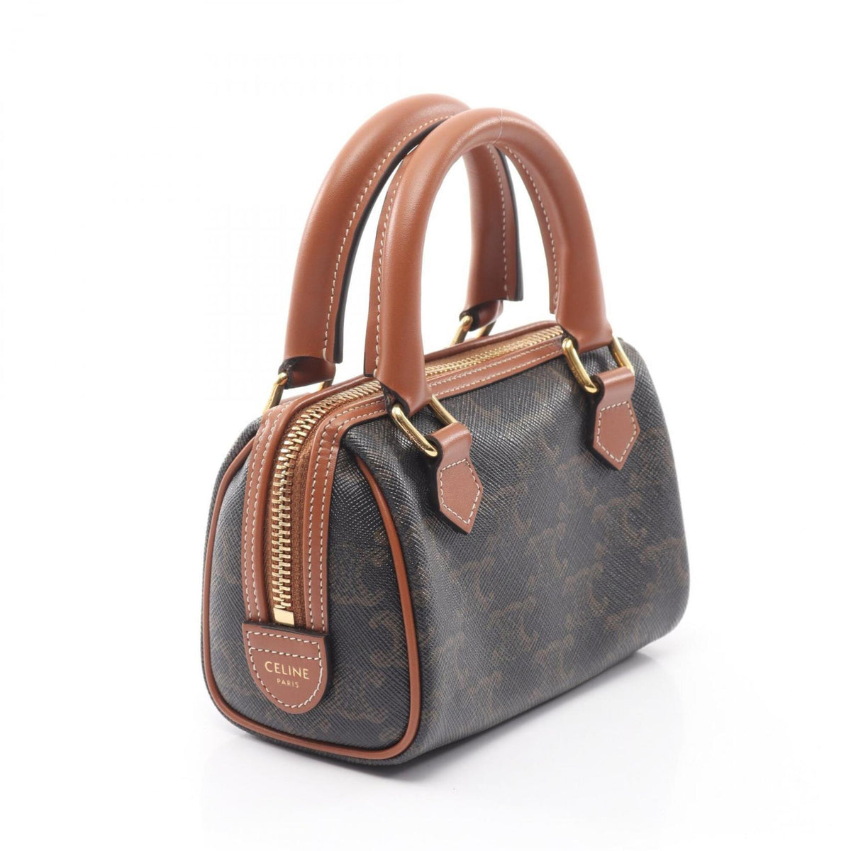 Celine Black Brown Coated Canvas Leather Handbag (Pre-Owned)