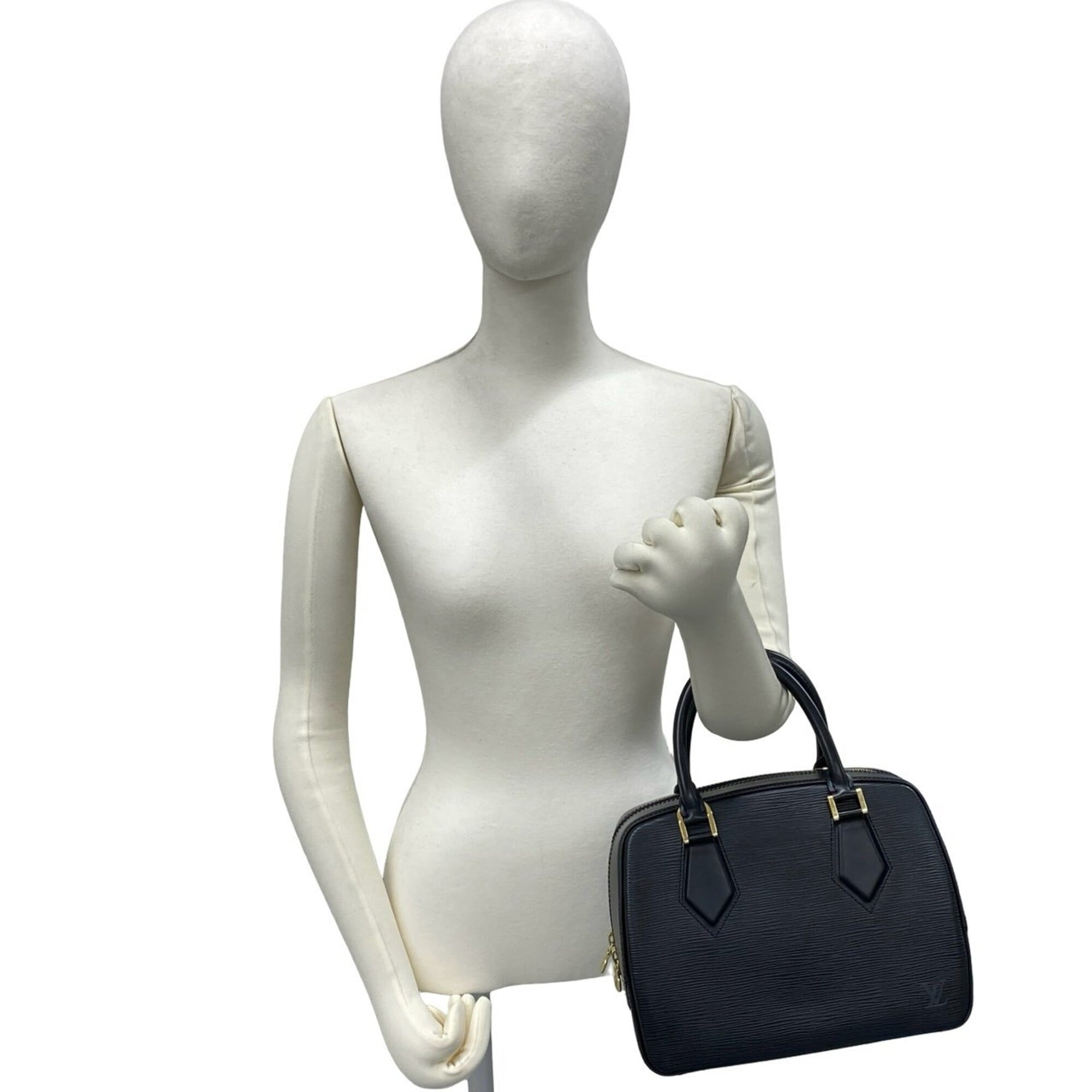 Louis Vuitton Black Leather Boston Bag Handbag (Pre-Owned)