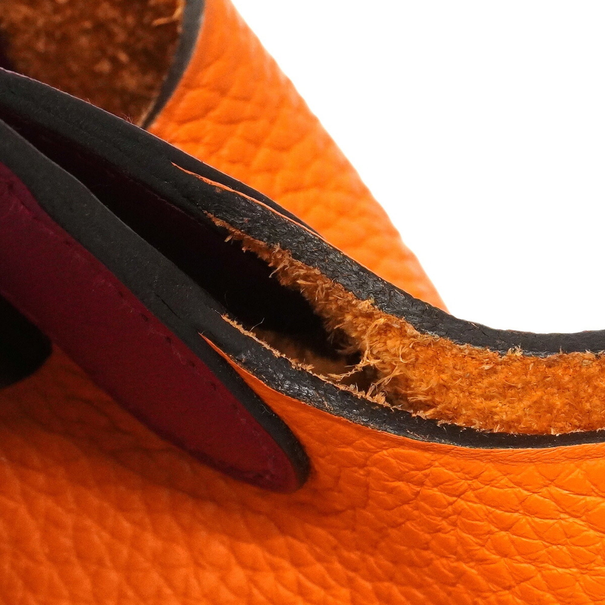 Hermes Orange Rouge Grenat Taurillon Clemence Leather Swift Leather Handbag (Pre-Owned)