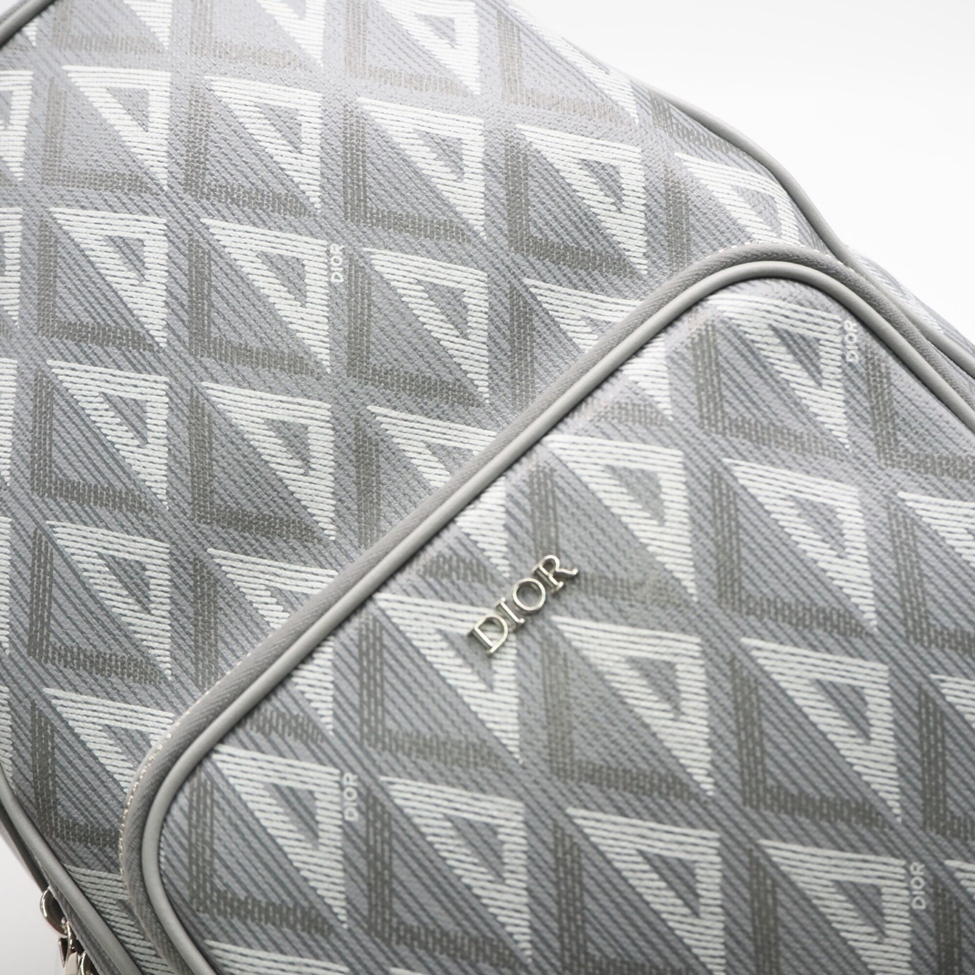 Christian Dior Gray Coated Canvas Leather Sling Bag (Pre-Owned)