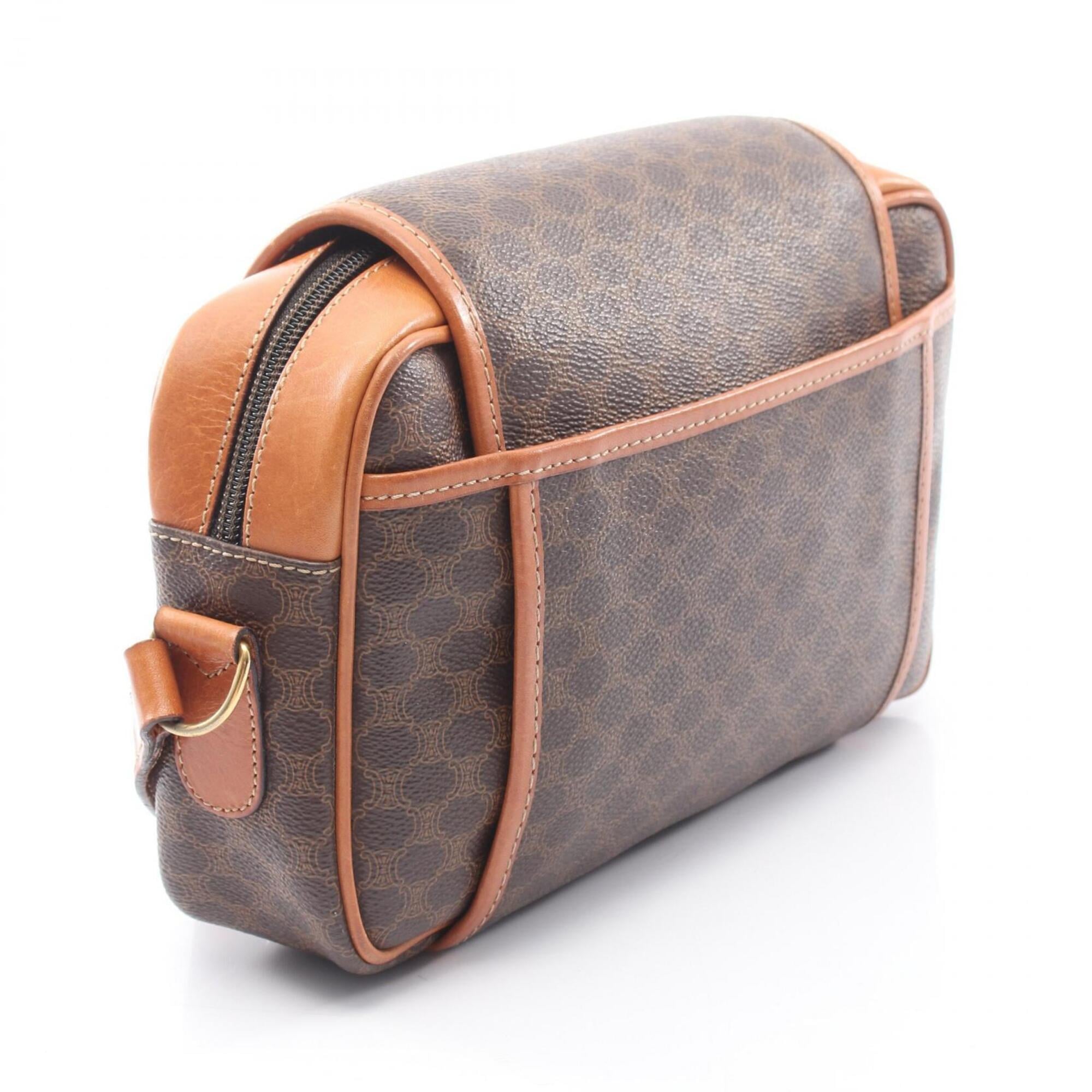 Celine Brown Coated Canvas Pvc Leather Handbag Shoulder Bag (Pre-Owned)